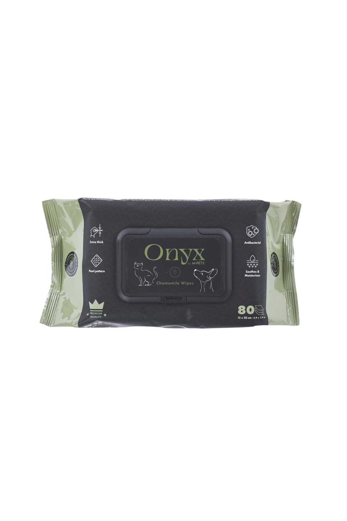 دستمال مرطوب پاک‌کننده گربه و سگ با رایحه بابونه، ۸۰ عددی Onyx ام‌پتس M-PETS