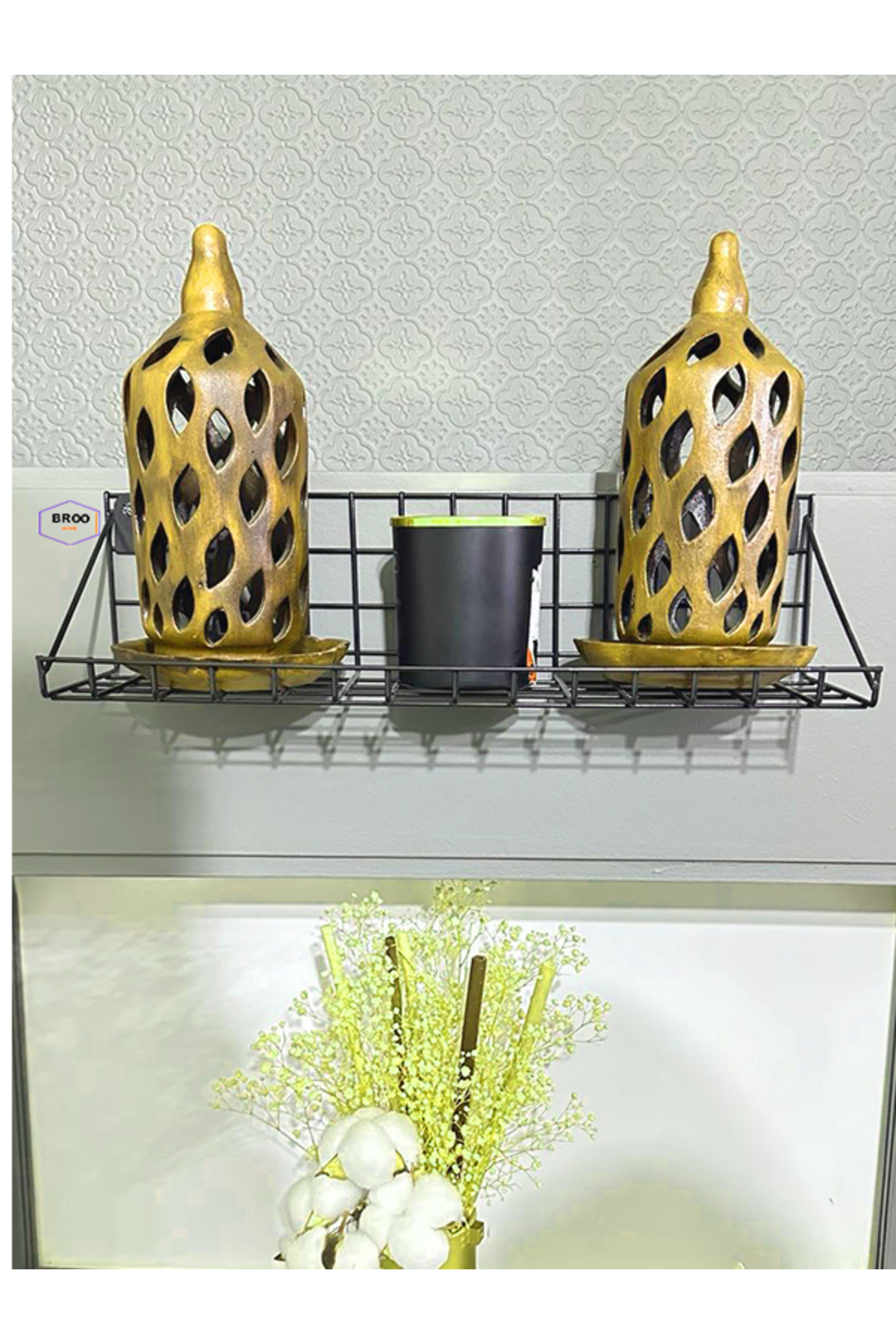 قفسه دیواری سیمی بروهوم BROOHOME مدل BDR31082023، ۴۳×۱۲×۱۲ سانتی‌متر مشکی