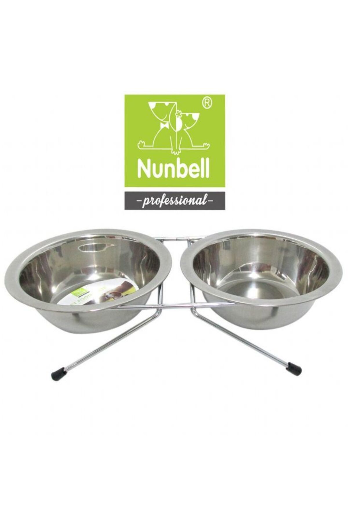 ظرف غذای دوقلوی حیوانات نانبل Nunbell مدل 400-8125 با پایه مفتولی