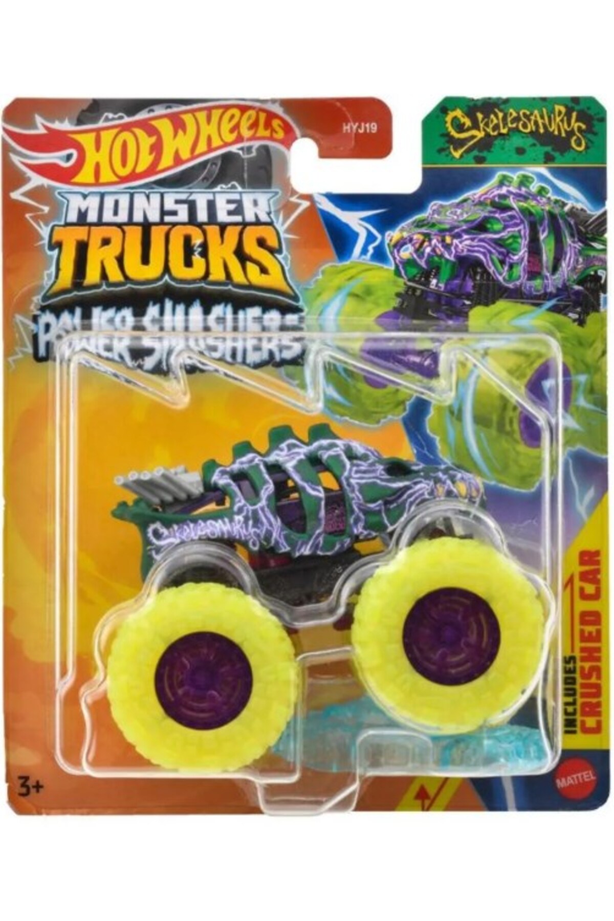 ماشین اسباب بازی MONSTER TRUCK POWER SKELSAURUS HYJ27 هات ویلز اورجینال HOT WHEELS