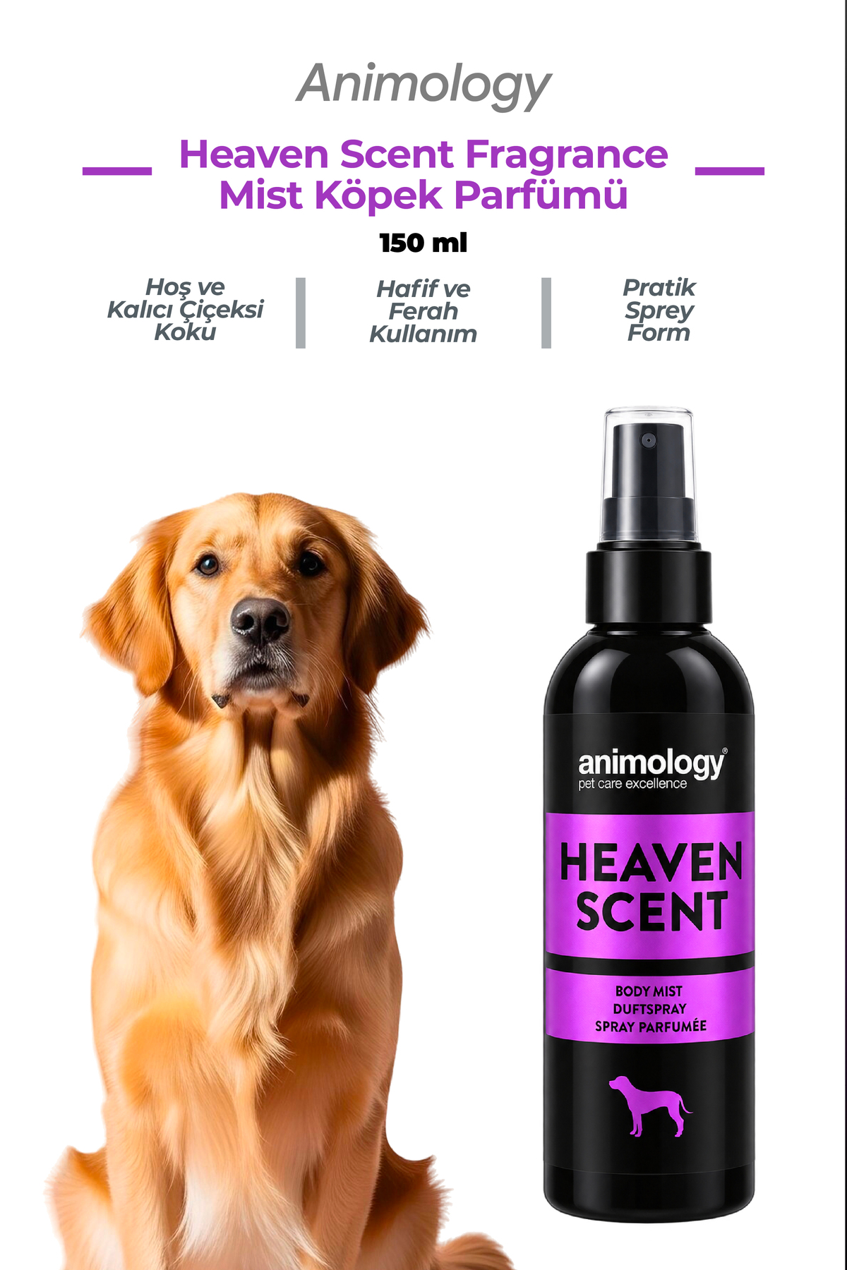 مه‌پاش خوشبوکننده گربه و سگ Heaven Scent، ۱۵۰ میلی‌لیتر، رایحه گل‌دار، وگان