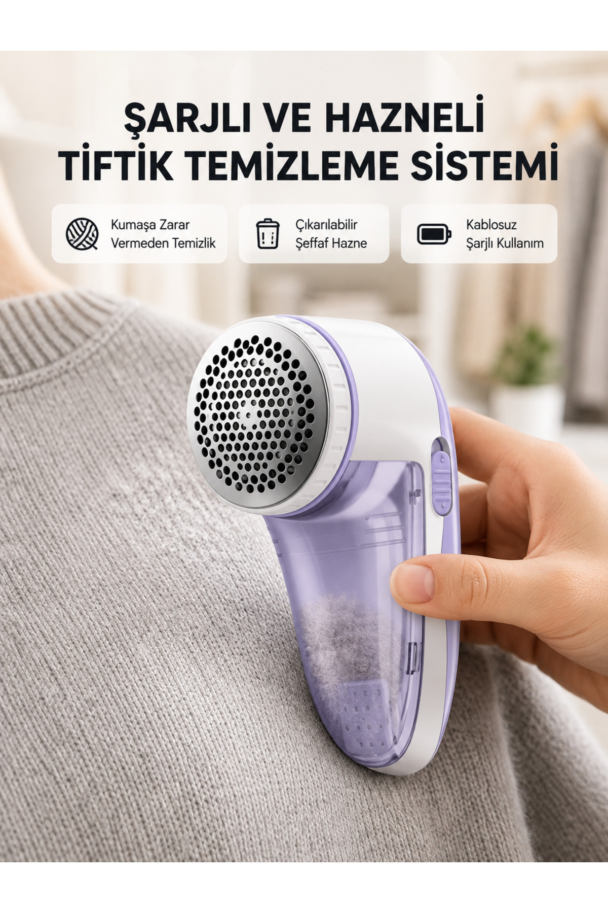 پرزگیر شارژی اوجوزتکنو UCUZTEKNO با مخزن جداشونده و برس آنتی‌استاتیک، شارژ USB