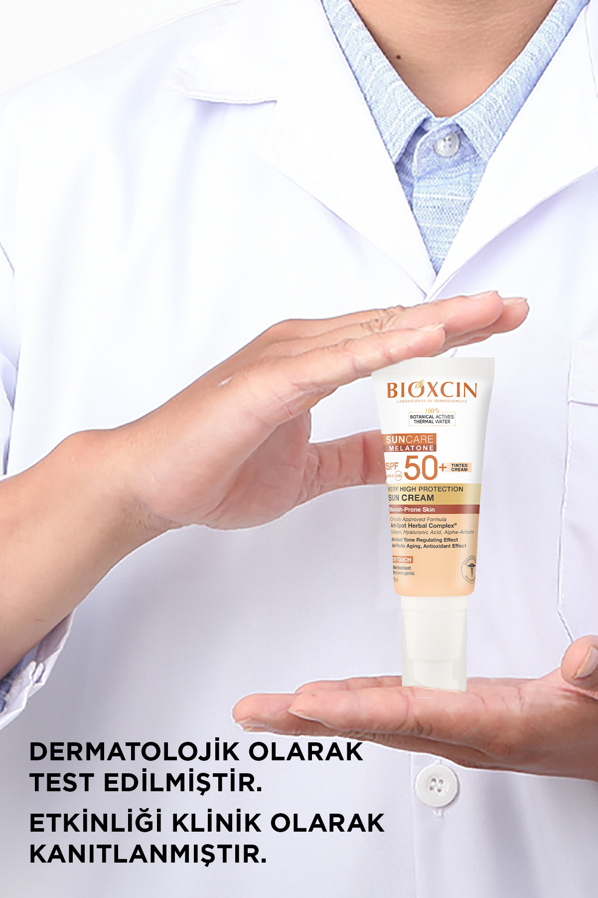 Bioxcin کرم ضدآفتاب رنگی SPF50+ محافظتی ملاتون مخصوص پوست با تمایل به لکه‌های پوستی 50 میلی‌لیتر