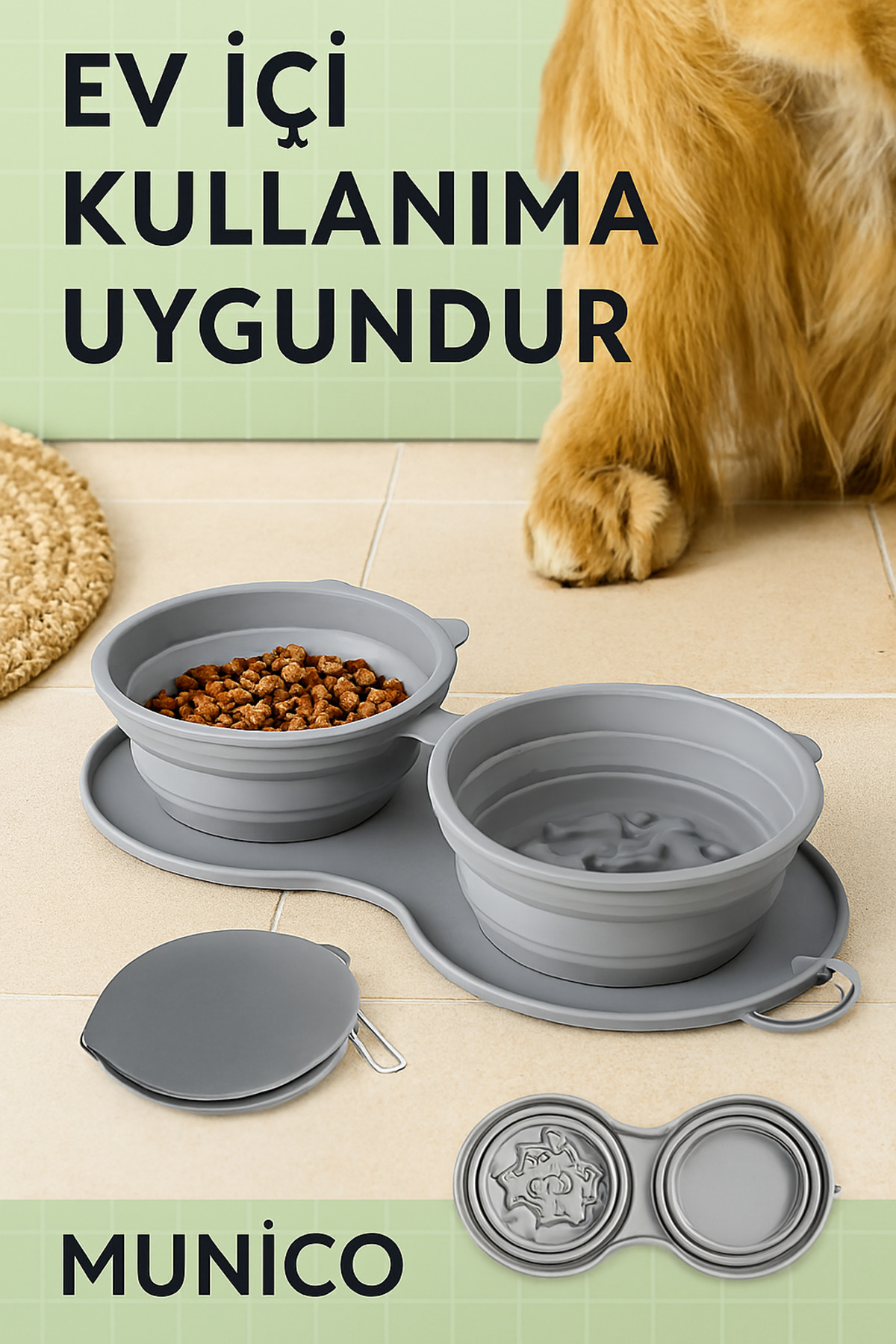 ظرف غذای تاشو سیلیکونی سگ و گربه مونیکو Munico مدل TAH292D