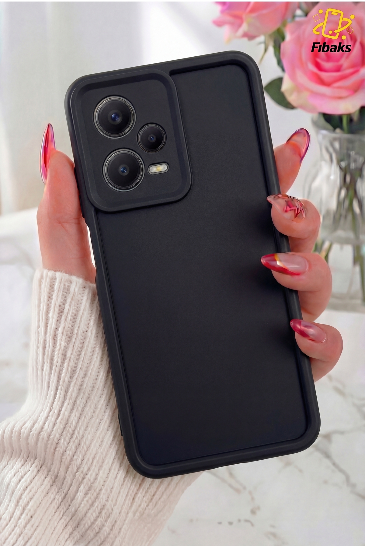 کاور و قاب پوشش محافظ سیلیکونی مشکی ضد ضربه با بافت نرم دوربین شیائومی REDMI NOTE 12 PRO 5G فیبکس Fibaks