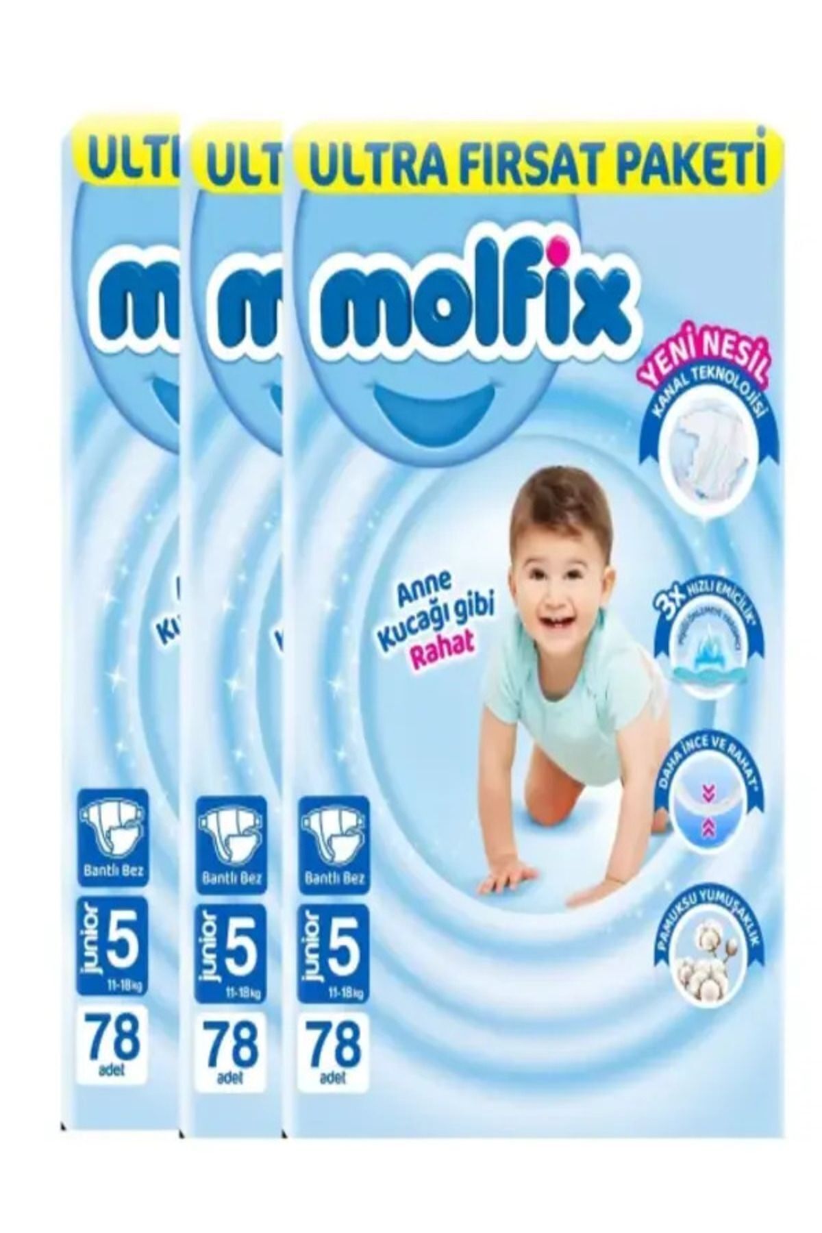 پوشک بچه سایز 5 بسته ULTRA OPPORTUNITY 78X3 234 عددی اورجینال Molfix