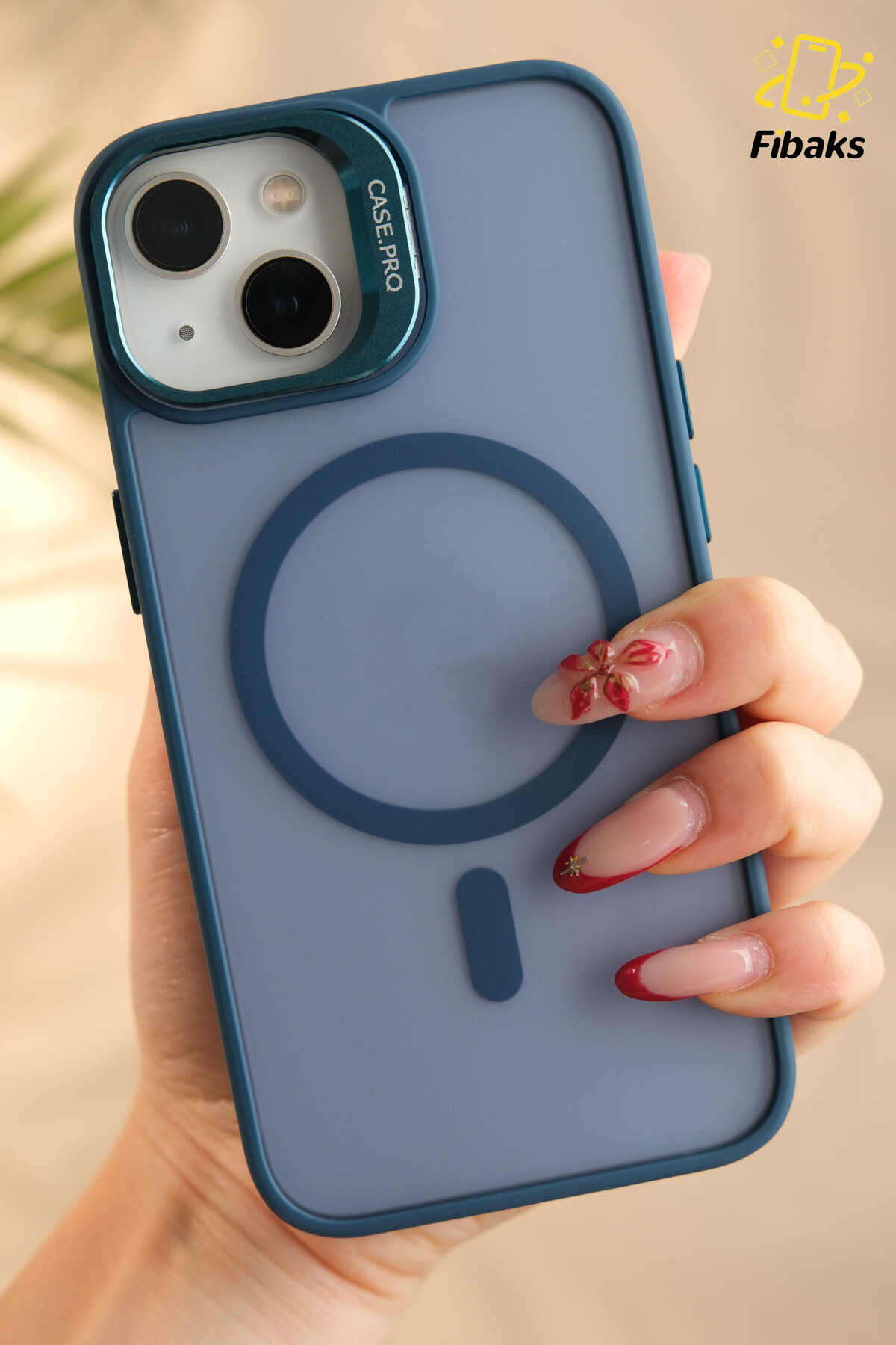 کاور و قاب هدیه APPLE IPHONE 13 CASE با پایه مات MAGSAFE WONK COVER دکمه فلزی لنز دوربین فیبکس Fibaks