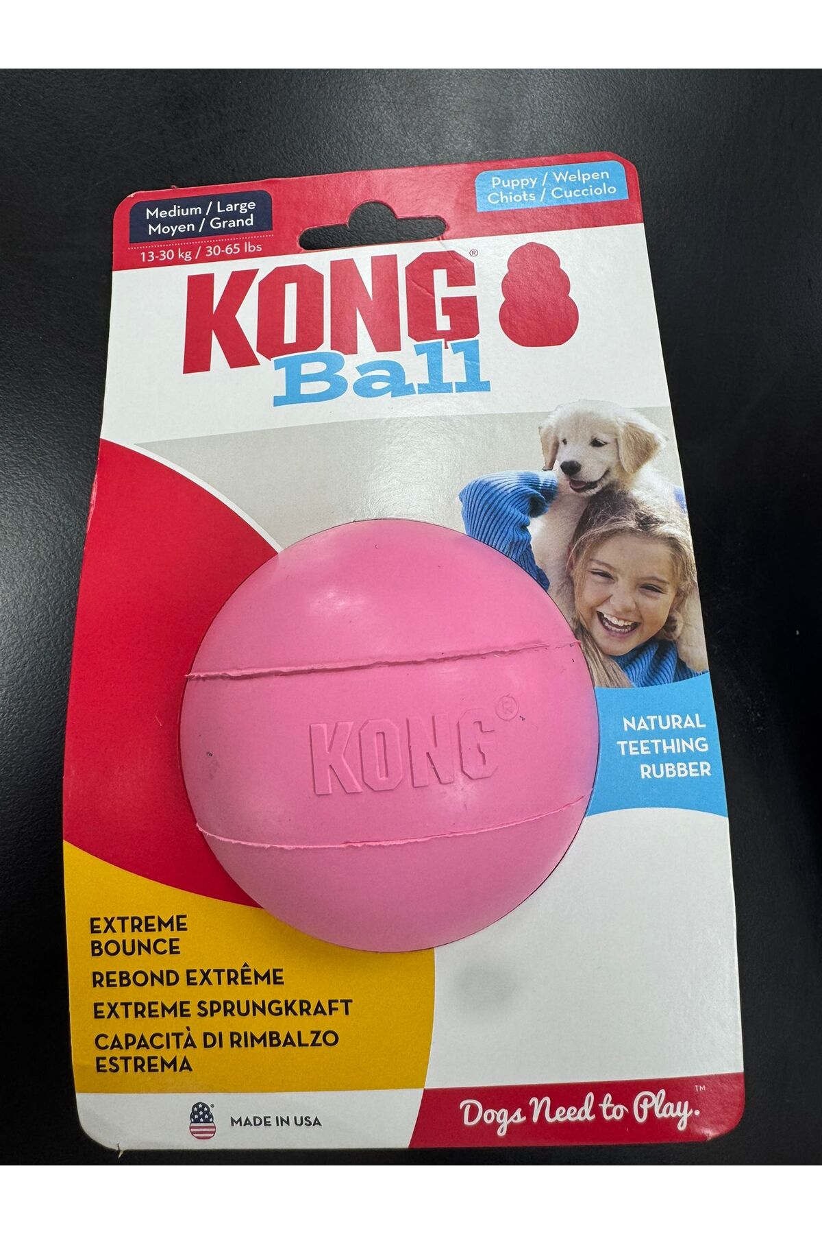 توپ اسباب‌بازی سوراخ‌دار چندمنظوره توله‌سگ کنگ Kong، آبی، M/L، مدل 390-KPB1E