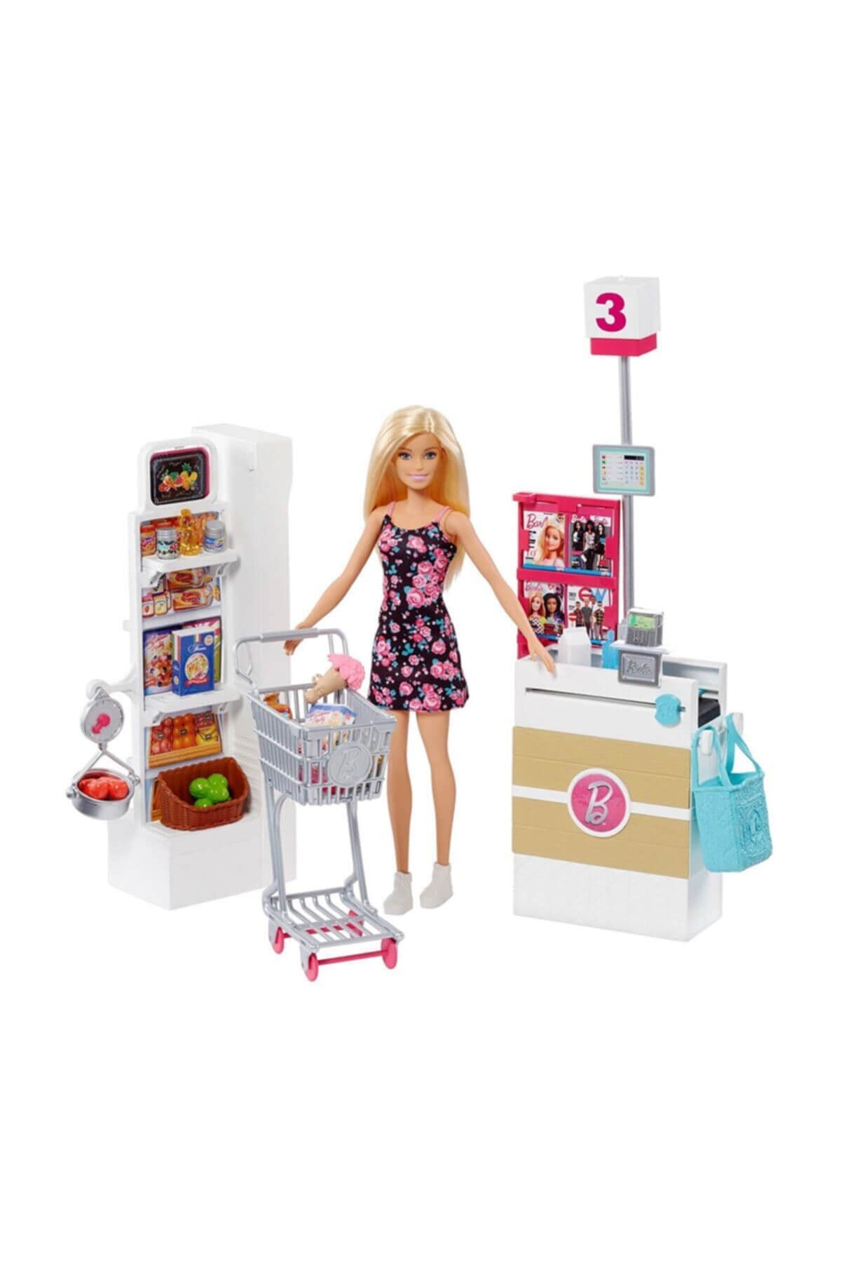 عروسک های اسباب بازی و لوازم جانبی FRP01 شامل پلی ست سوپرمارکت سبد خرید بیش از 25 ترکیه Barbie