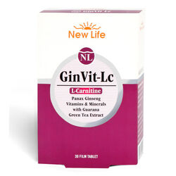 قرص مولتی‌ویتامین جین‌ویت ال‌سی GinVit-Lc نیو لایف New Life حاوی جینسینگ، ال-کارنیتین و مواد معدنی ۳۰ عددی