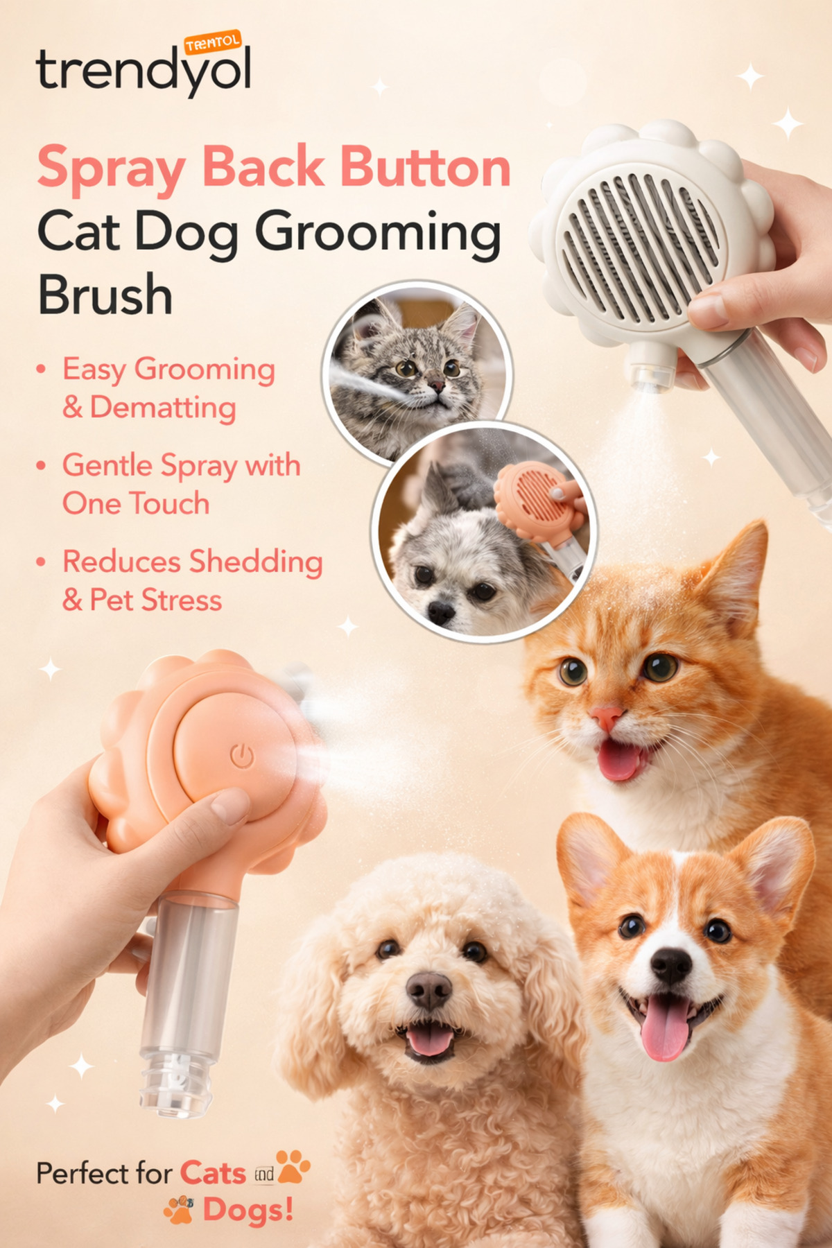 شانه اسپری‌دار و جمع‌کننده موی گربه و سگ پتیلوکس پت‌کو Patilux Pet Co مدل PATİ061