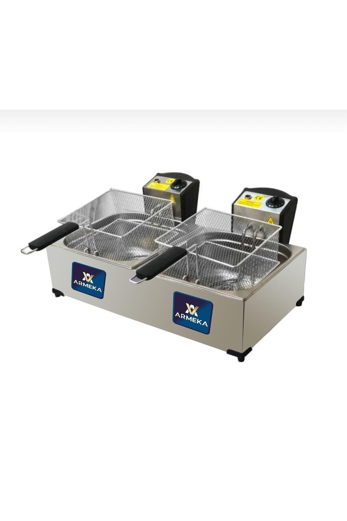 سرخ کن دستگاه صنعتی دو روکش 8 لیتری فرنچ اورجینال Armeka