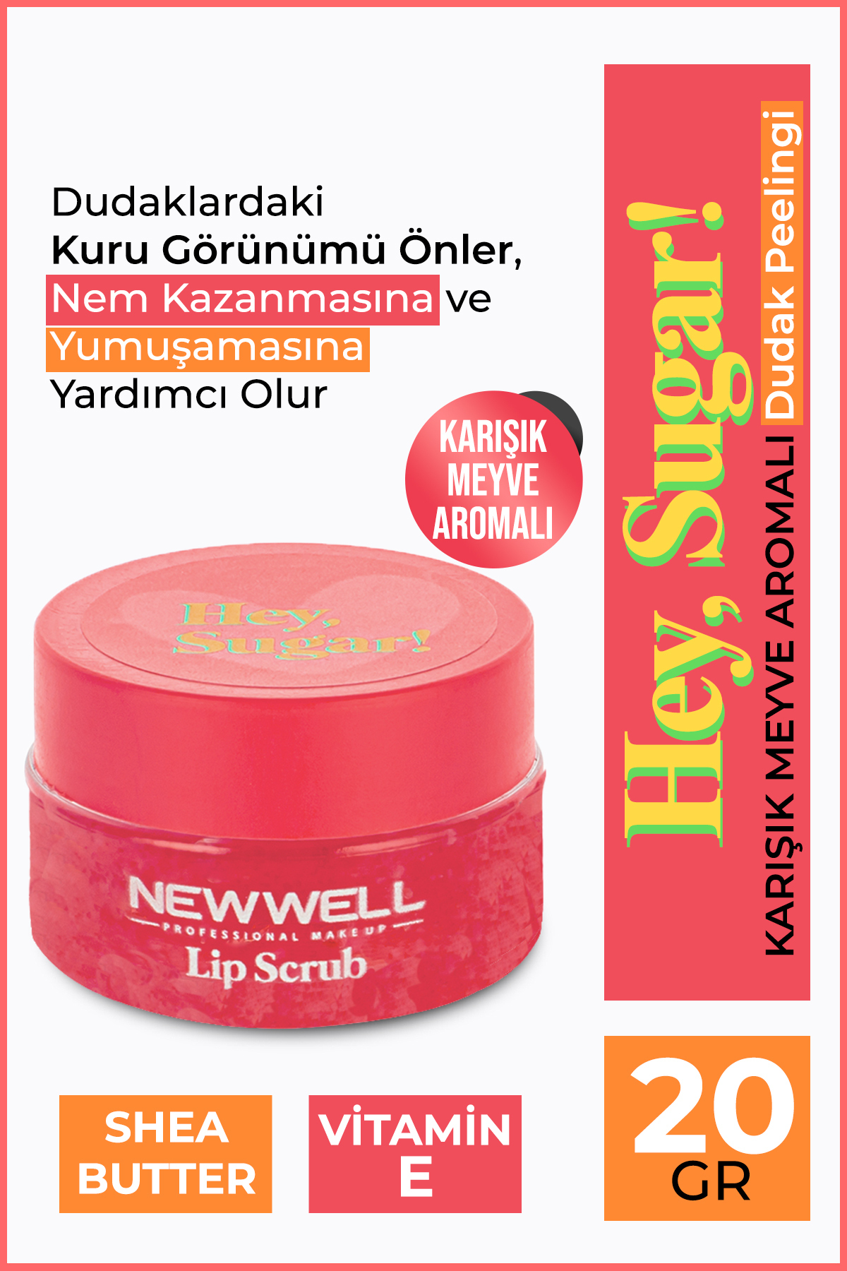 اسکراب لب میوه‌ای ترکیبی 20 گرمی مناسب برای مراقبت از لب‌ها New Well
