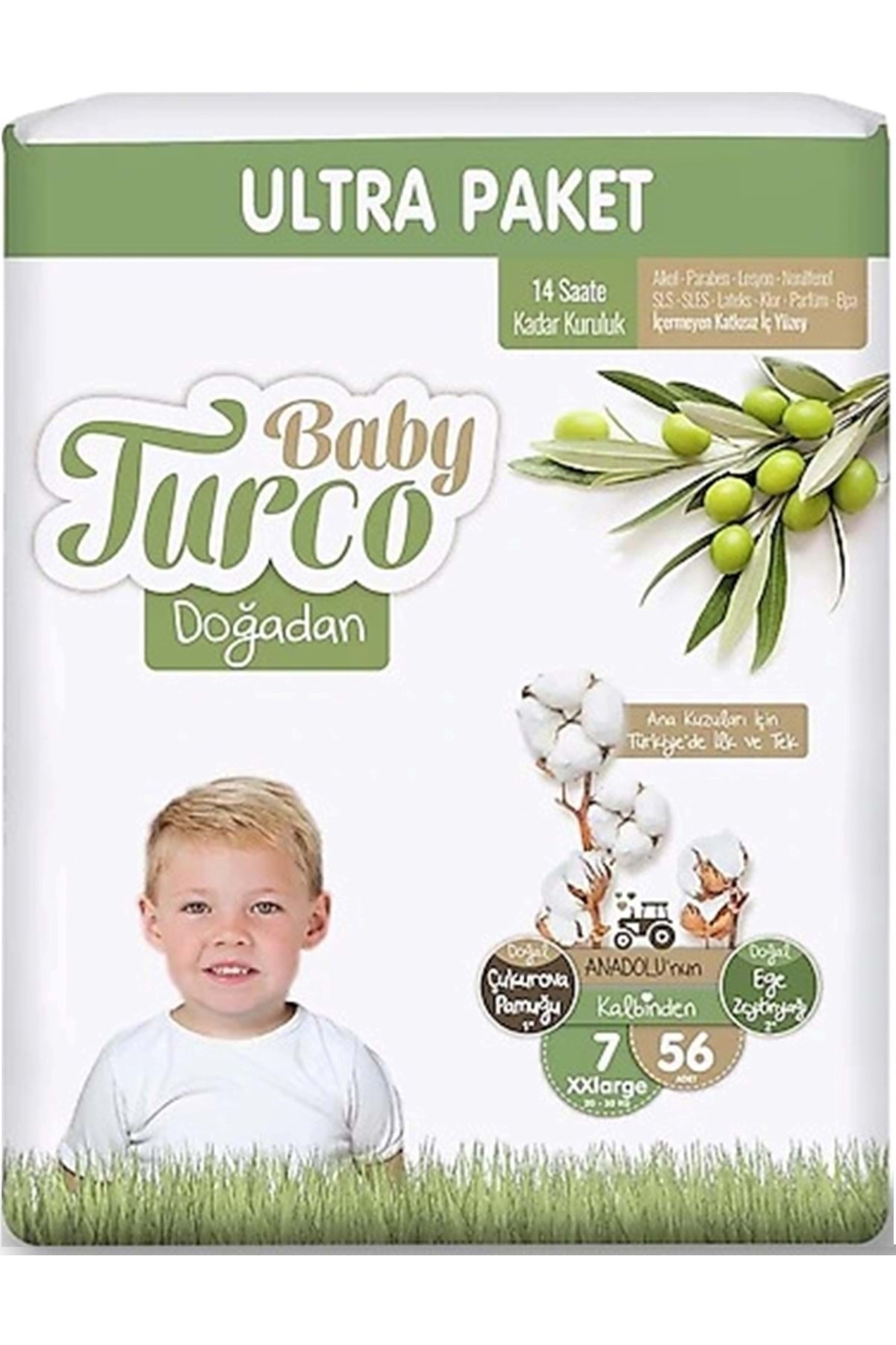 پوشک بچه سایز: 7 20 30 کیلوگرم XXLARGE 56 تکه ULTRA PK اورجینال Baby Turco