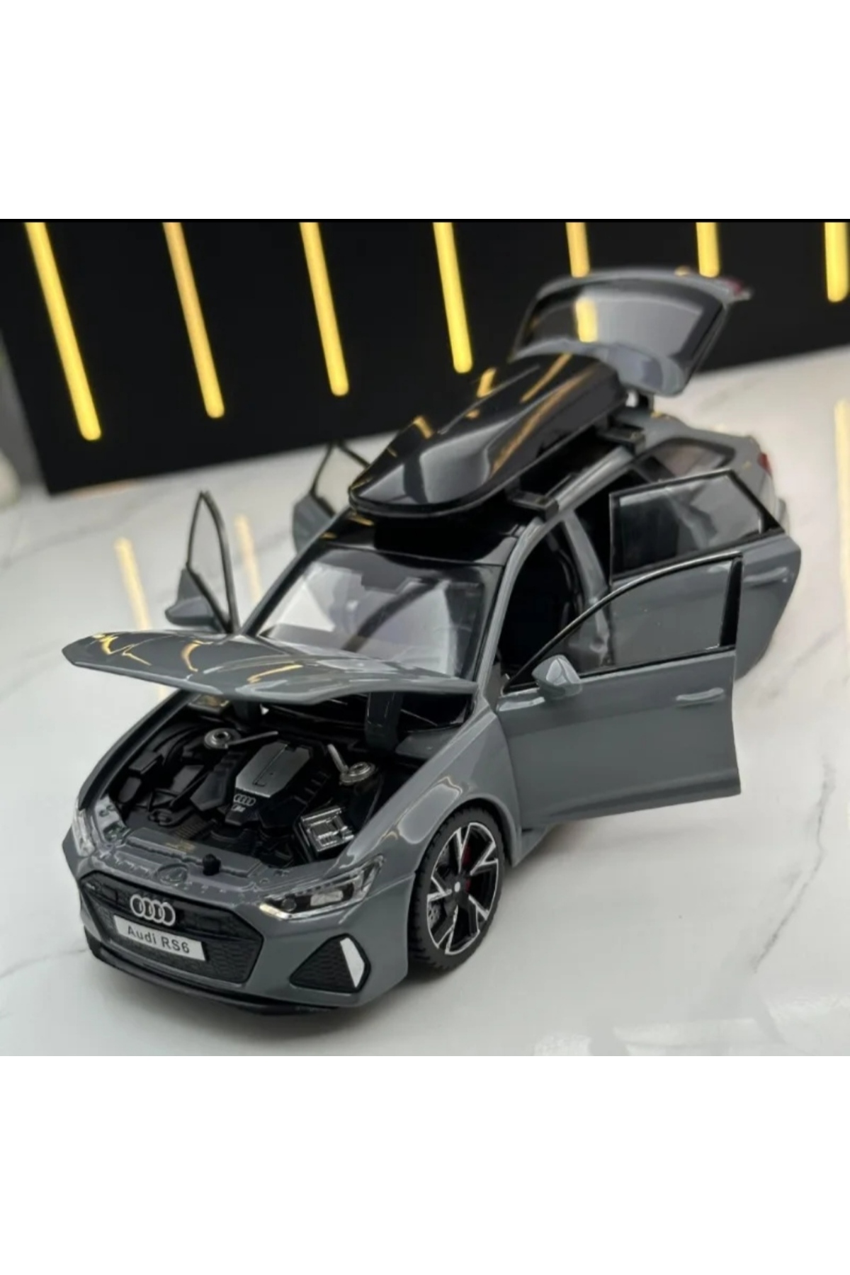 مدل خودرو مجموعه صدا و نور AUDI RS6 AVANT WITH ROOF RACK 1:32 DIECAST METAL MODEL CAR اورجینال Jutenya
