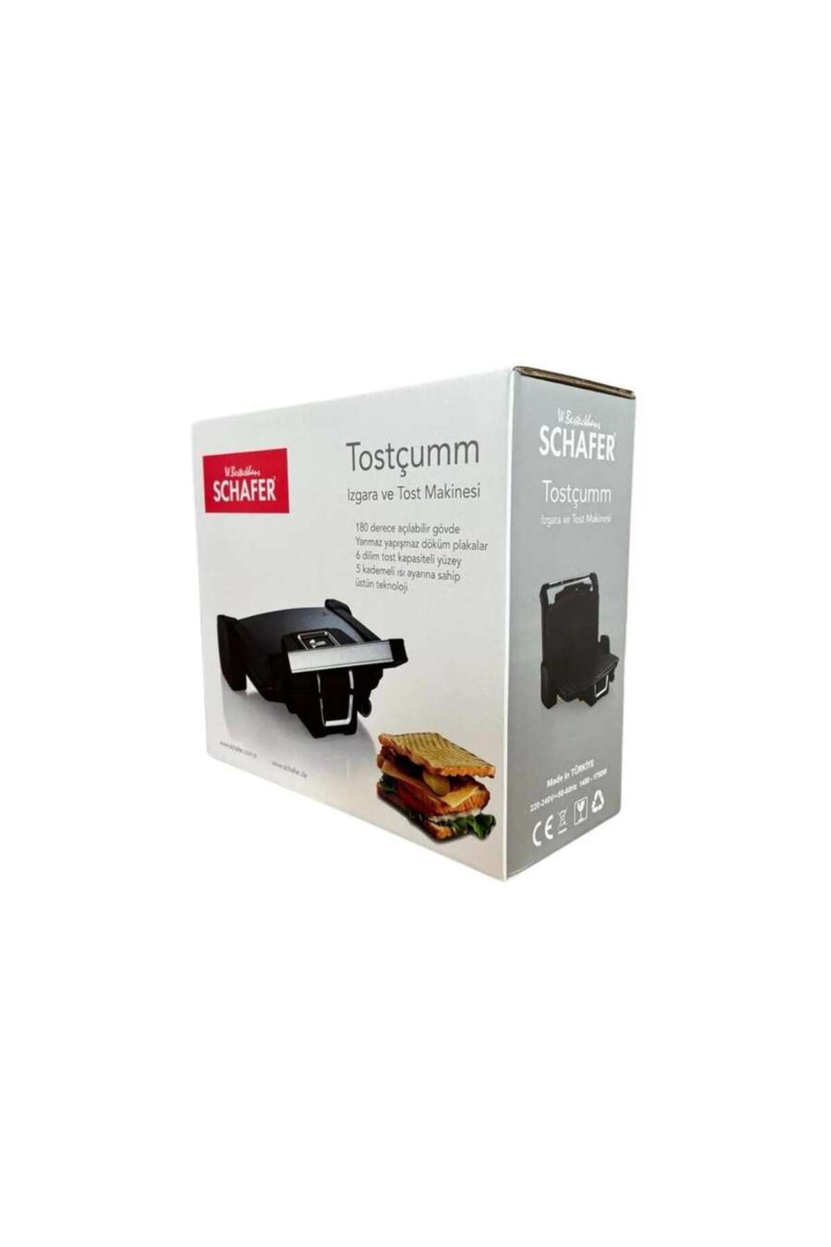 دستگاه ساندویچ و تست توستر 1500W رزگلد اورجینال Schafer
