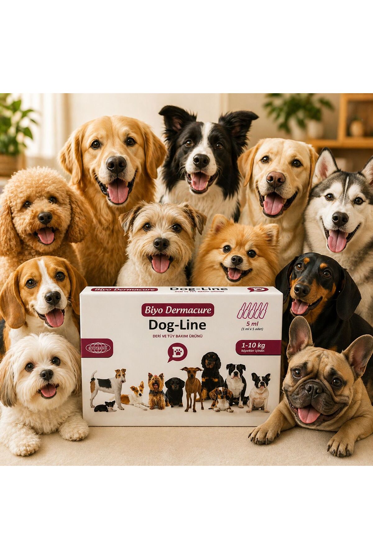 محصول سگ بیوتکنیک Biyoteknik، سری Biyo-Dermacure Dog-Line، ۵ میلی‌لیتر، ۵ عدد ۱ میلی‌لیتری برای سگ‌های ۱ تا ۱۰ کیلوگرم