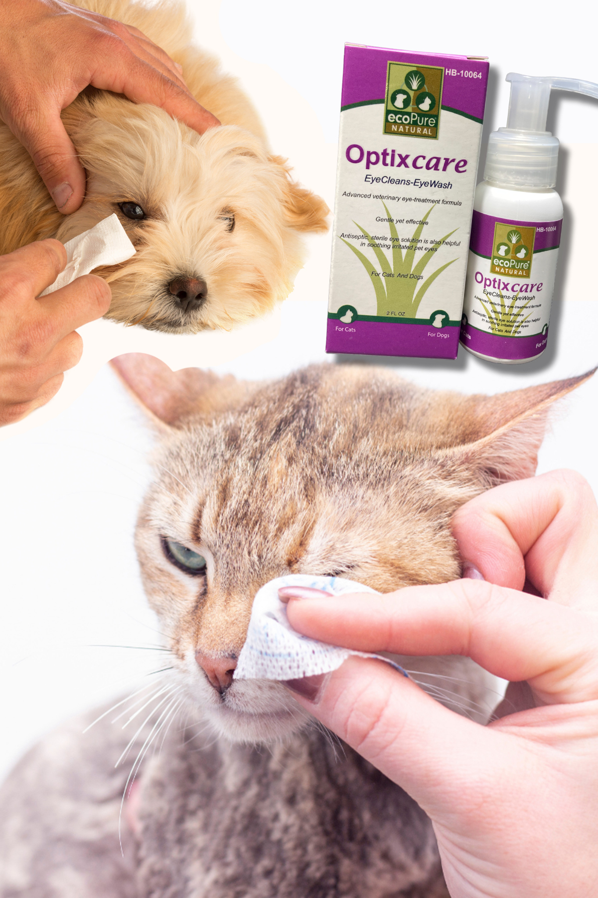 محلول پاک‌کننده چشم گربه و سگ اکوپیور Ecopure Optixcare، ۲ اونس