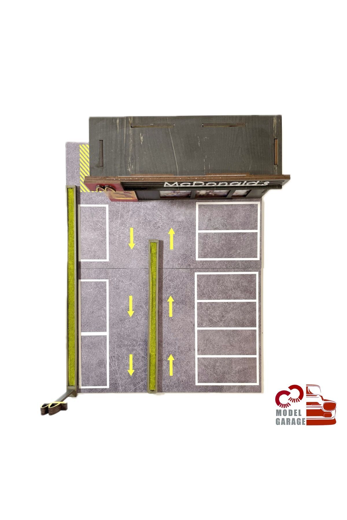 مدل خودرو 1 64 SCALE MC DONALD'S CAR PARKING LOT DIORAMA DIECAST DISPLAY STAND RACK GARAGE TOY اورجینال ÜRETİM