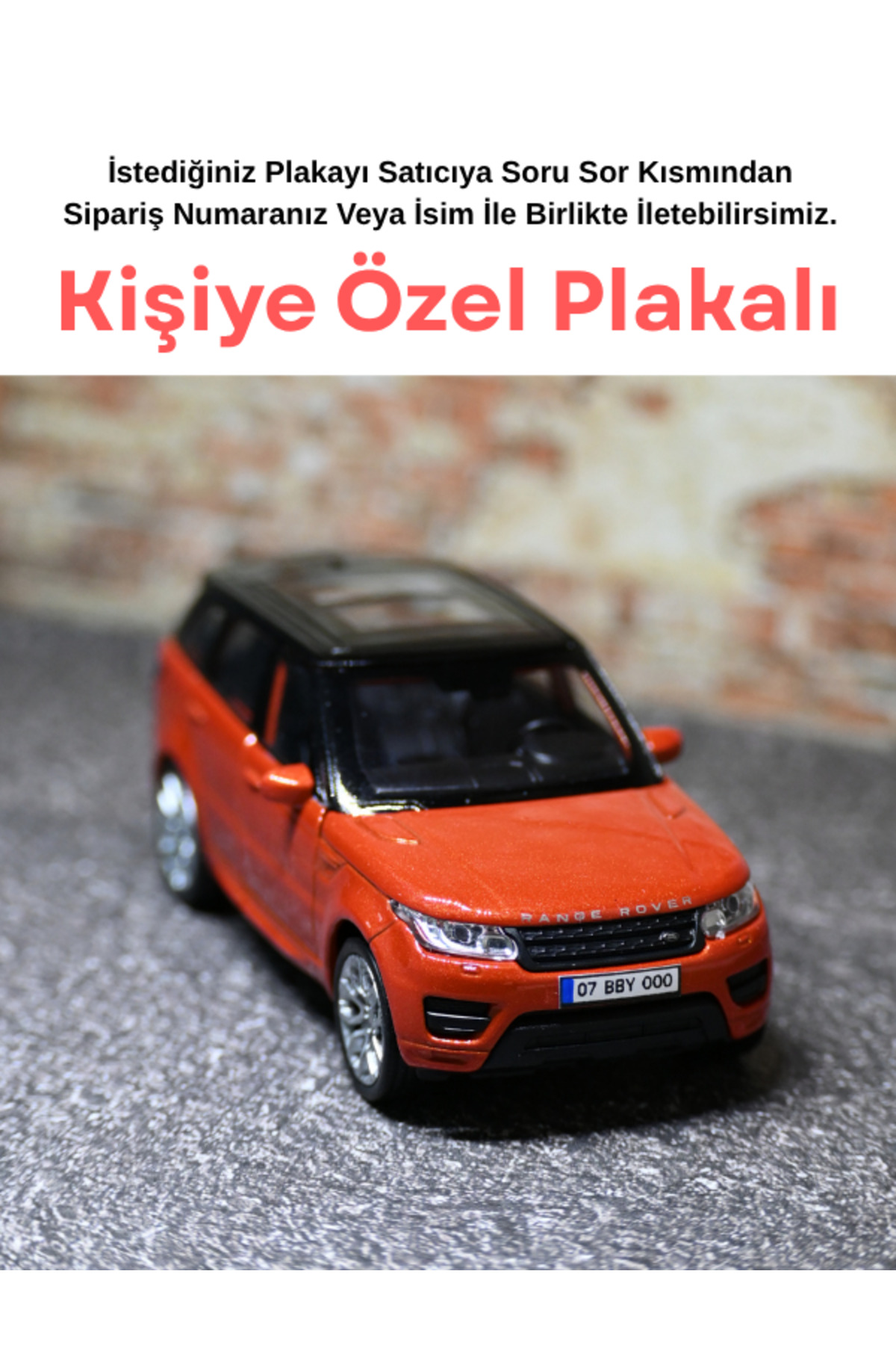 مدل خودرو ماشین اسباب بازی فلزی RANGE ROVER SPORT با پلاک شخصی شده نارنجی از ترکیه bebeym