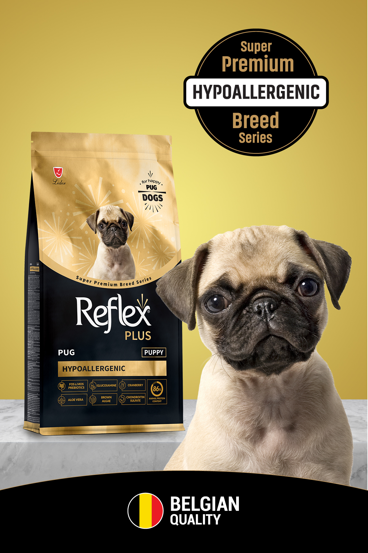 غذای خشک سگ نژاد پاگ رفلکس Reflex Plus هیپوآلرژنیک، ۱٫۵ کیلوگرم 1,5 Kg