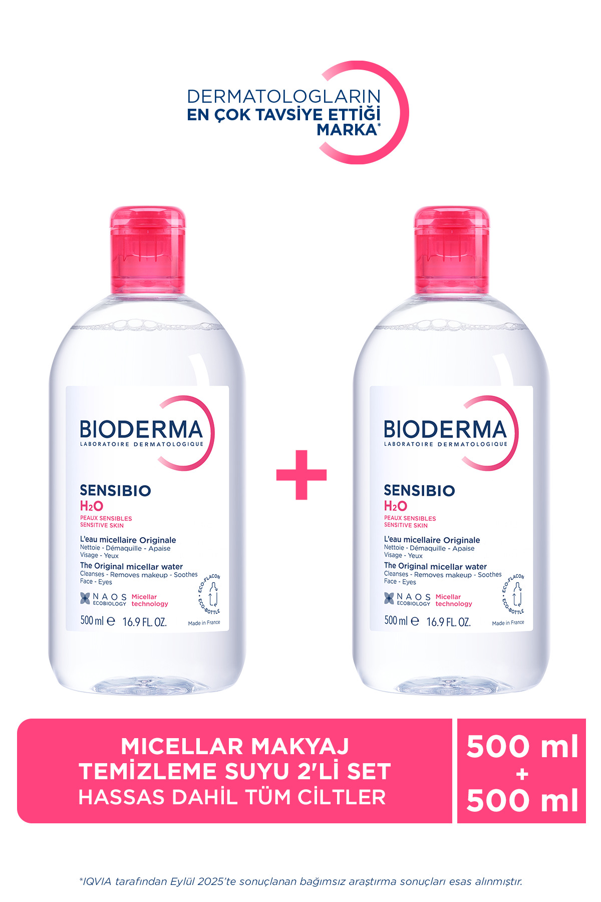 پک 2 عددی محلول پاک کننده آرایش  پوست خشک تا نرمال با حجم 500 میل بایودرما Bioderma