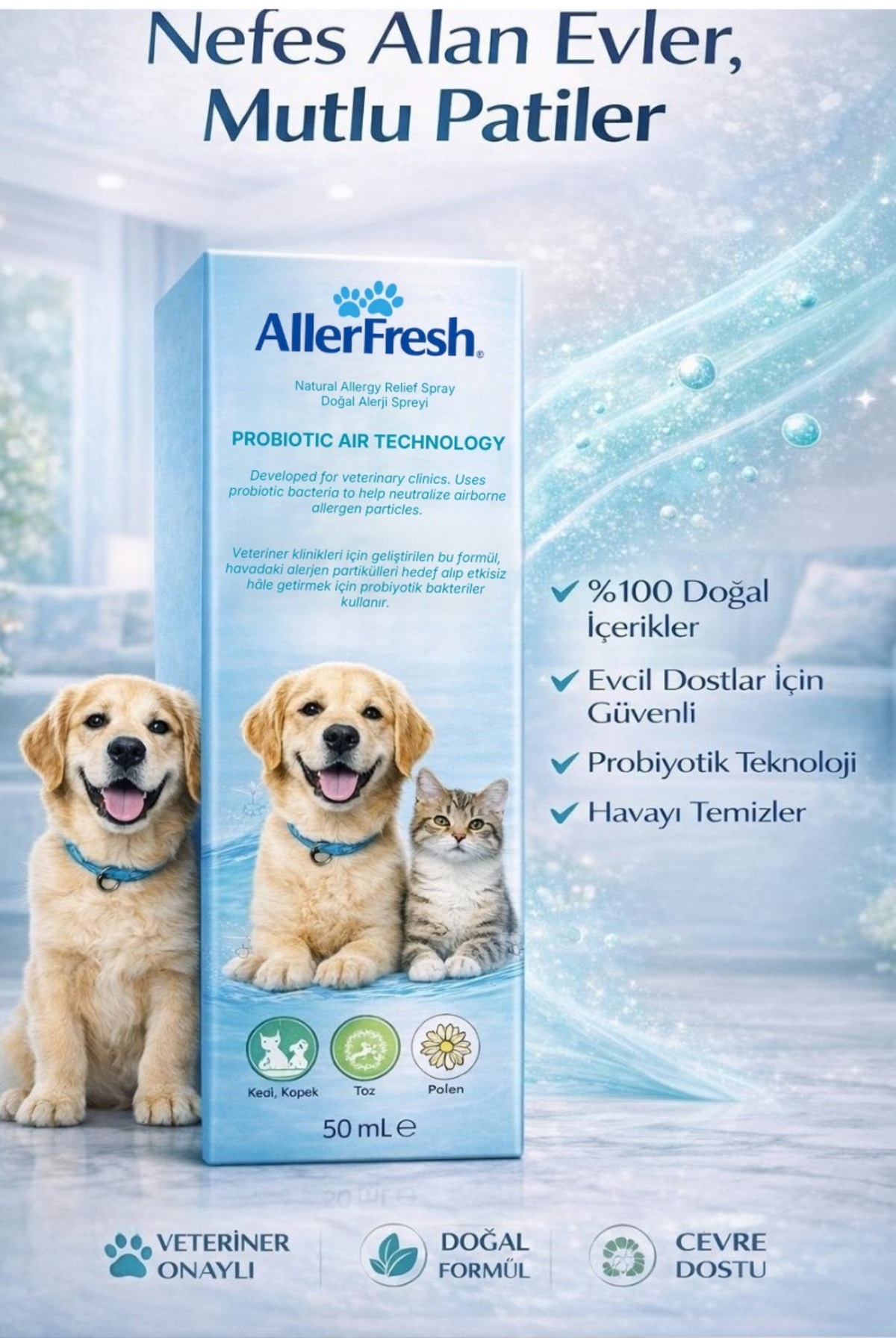 اسپری طبیعی پروبیوتیکی ضد آلرژی برای حیوانات خانگی آلر فرش Aller Fresh