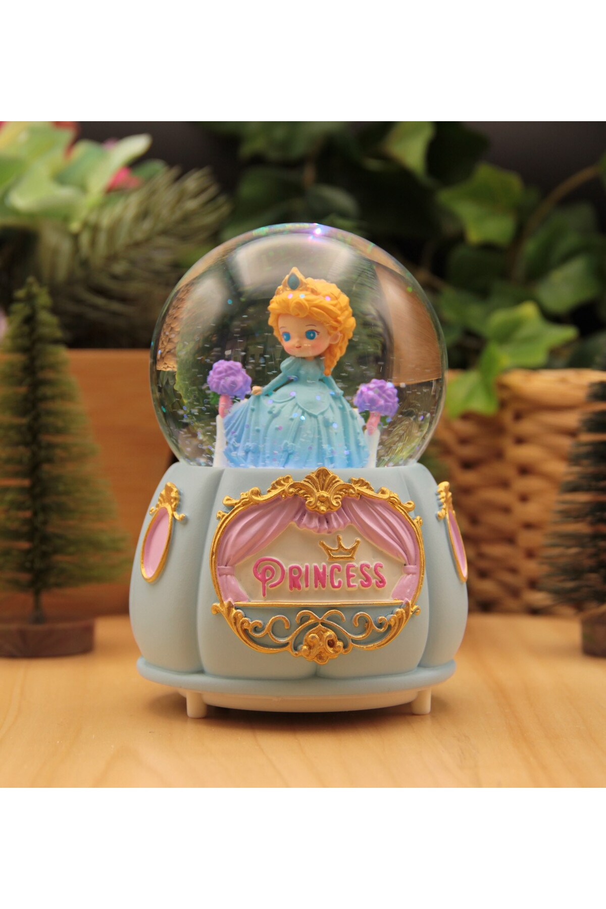 گوی برفی PRINCESS LIGHTED AND MUSICAL SNOW GLOBE سایز بزرگ B از ترکیه HEDİYEBİZİZ