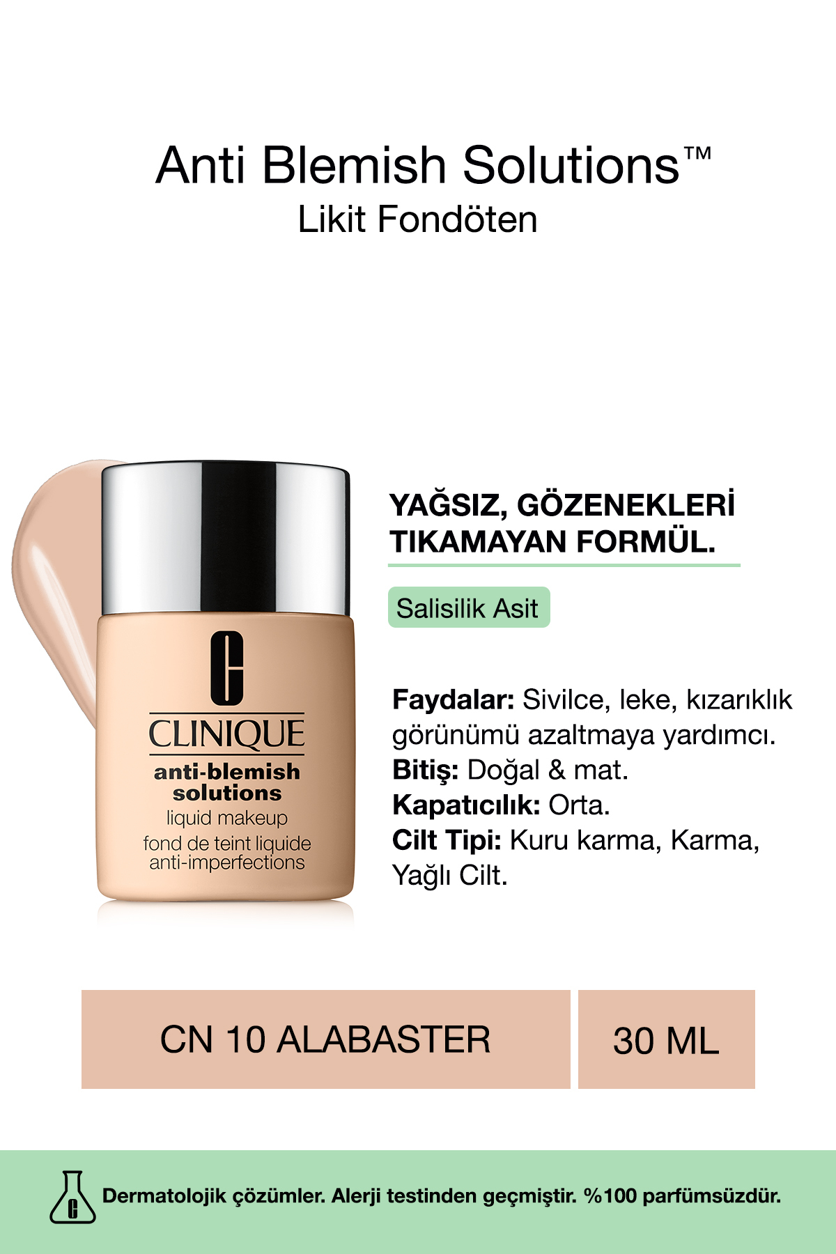 Clinique پایه مایع ضد لک راه حل های ضد لک CN10 سفید آلاباستر