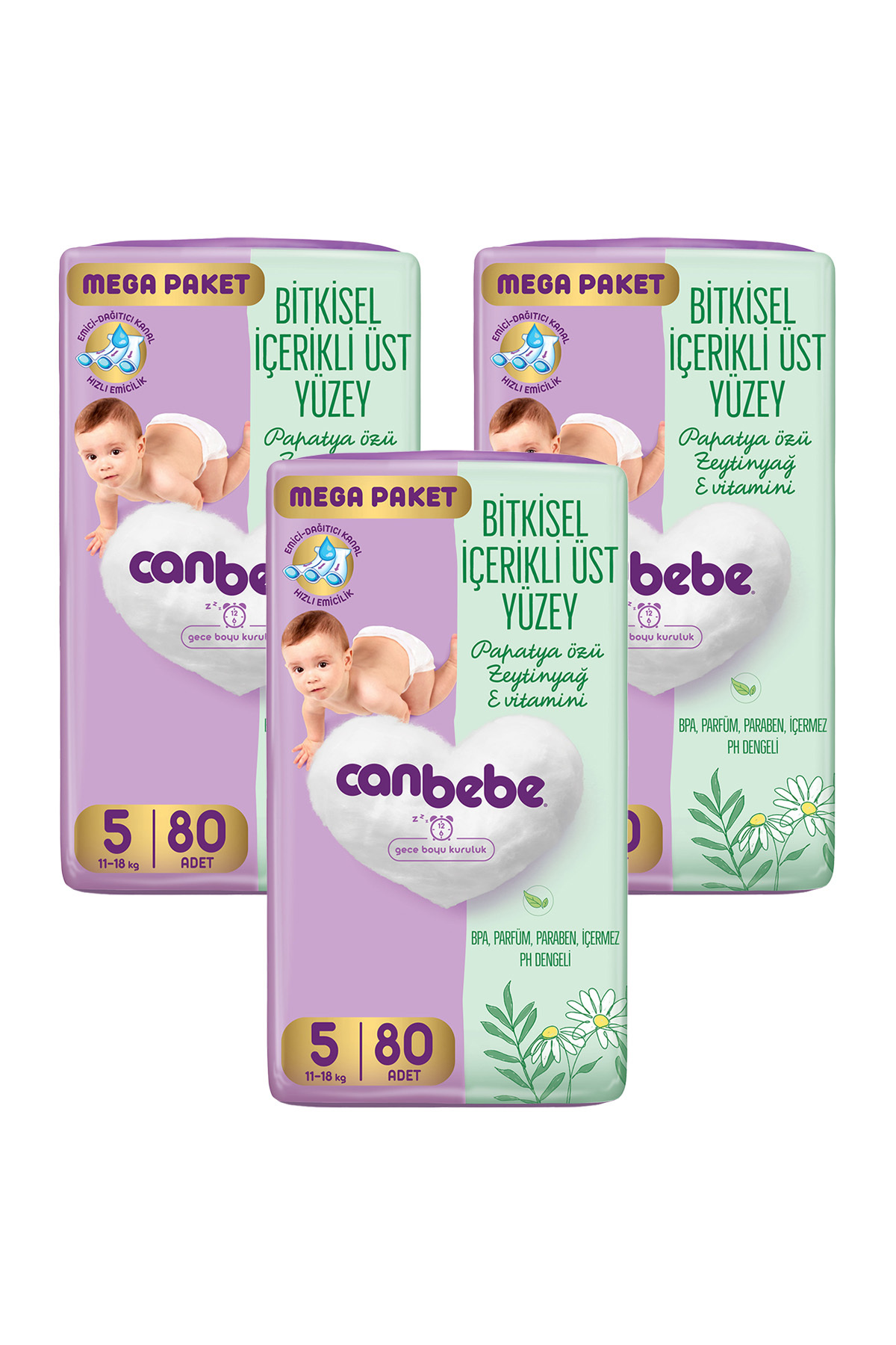 پوشک بچه مگا پک جونیور 5 سایز 11 18 کیلوگرم 80 عدد در 3 اورجینال Canbebe