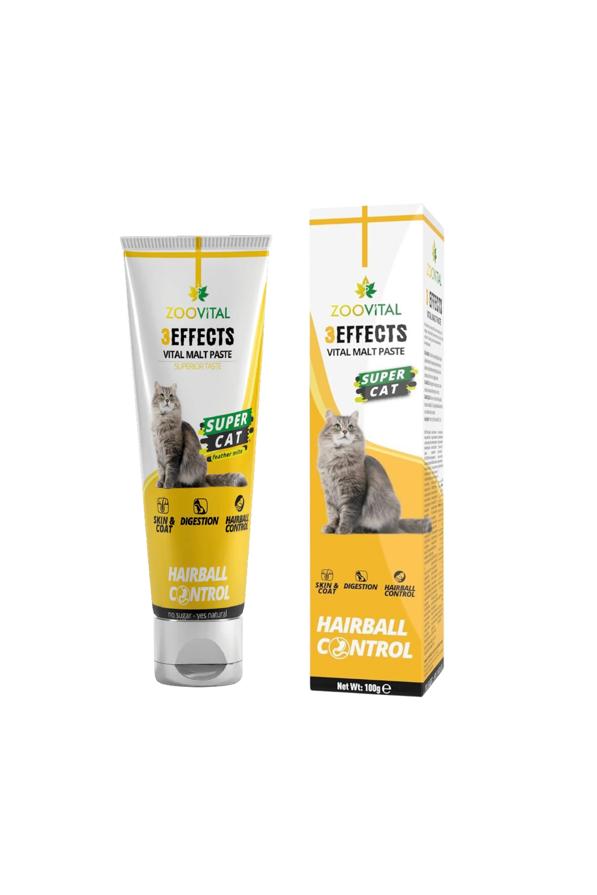 خمیر مالت گربه زووویتال Zoovital سه‌اثره همراه مولتی‌ویتامین، ۱۰۰ گرم
