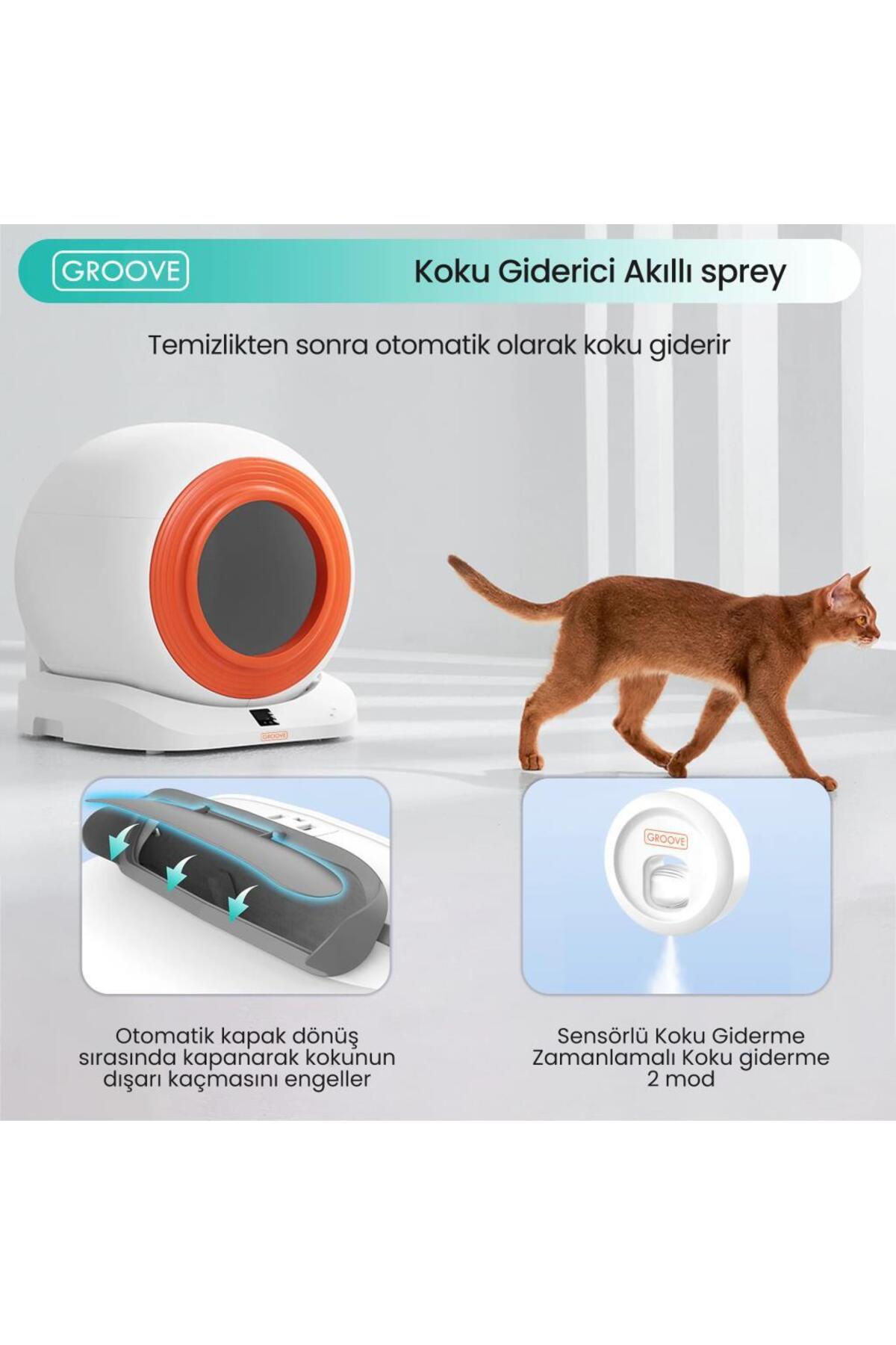توالت هوشمند گربه گروو Groove Q-Clean وای‌فای، نارنجی