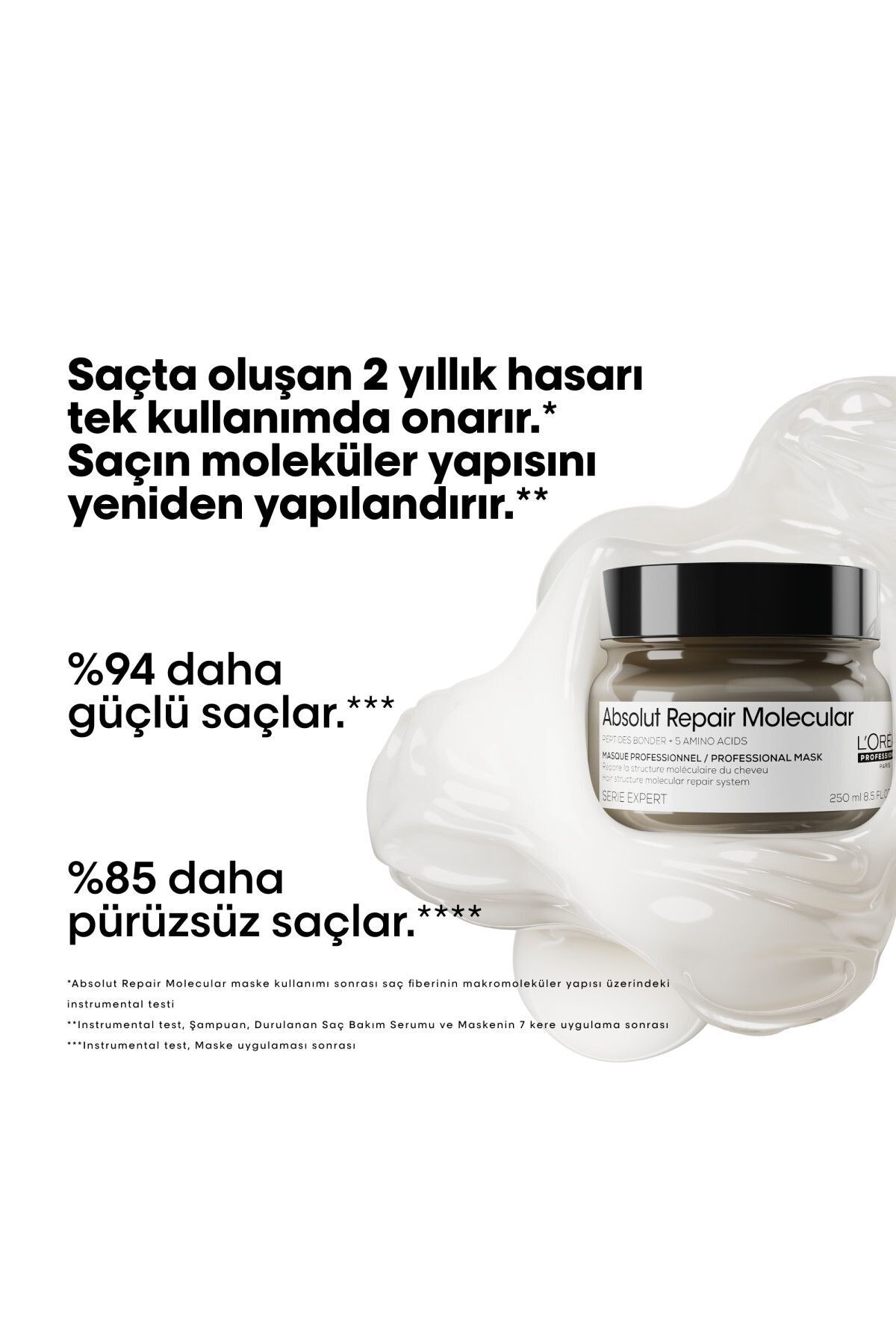 ماسک مو مردانه و زنانه تعمیر فشرده مولکولی ABSOLUT 250 میل برای همه موهای فرسوده L'oreal Professionnel