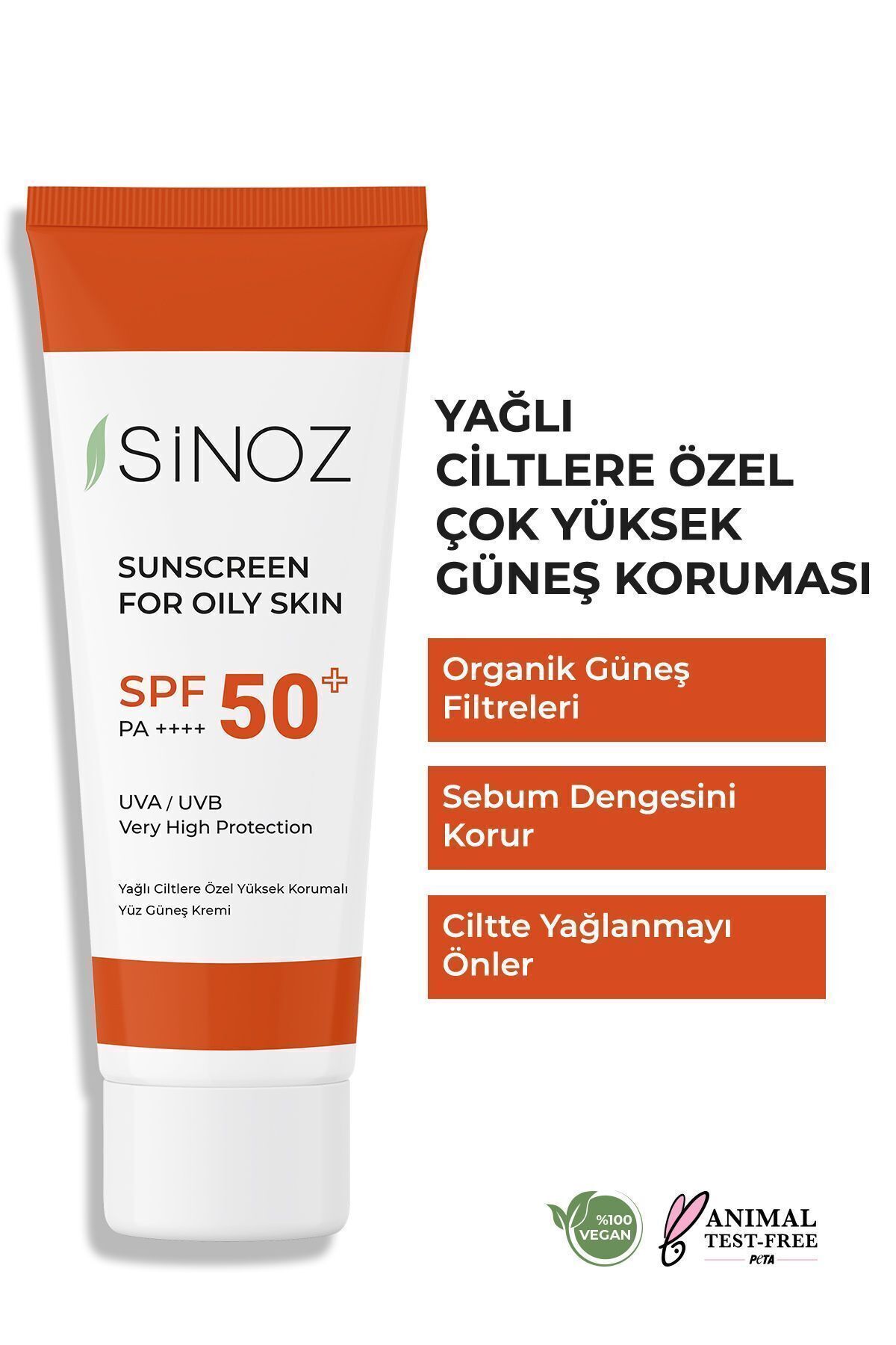 کرم ضد آفتاب صورت SPF 50 SEBUM متعادل کننده روشنایی با محافظت زیاد به مدت میل پوست چربی مخلوط Sinoz