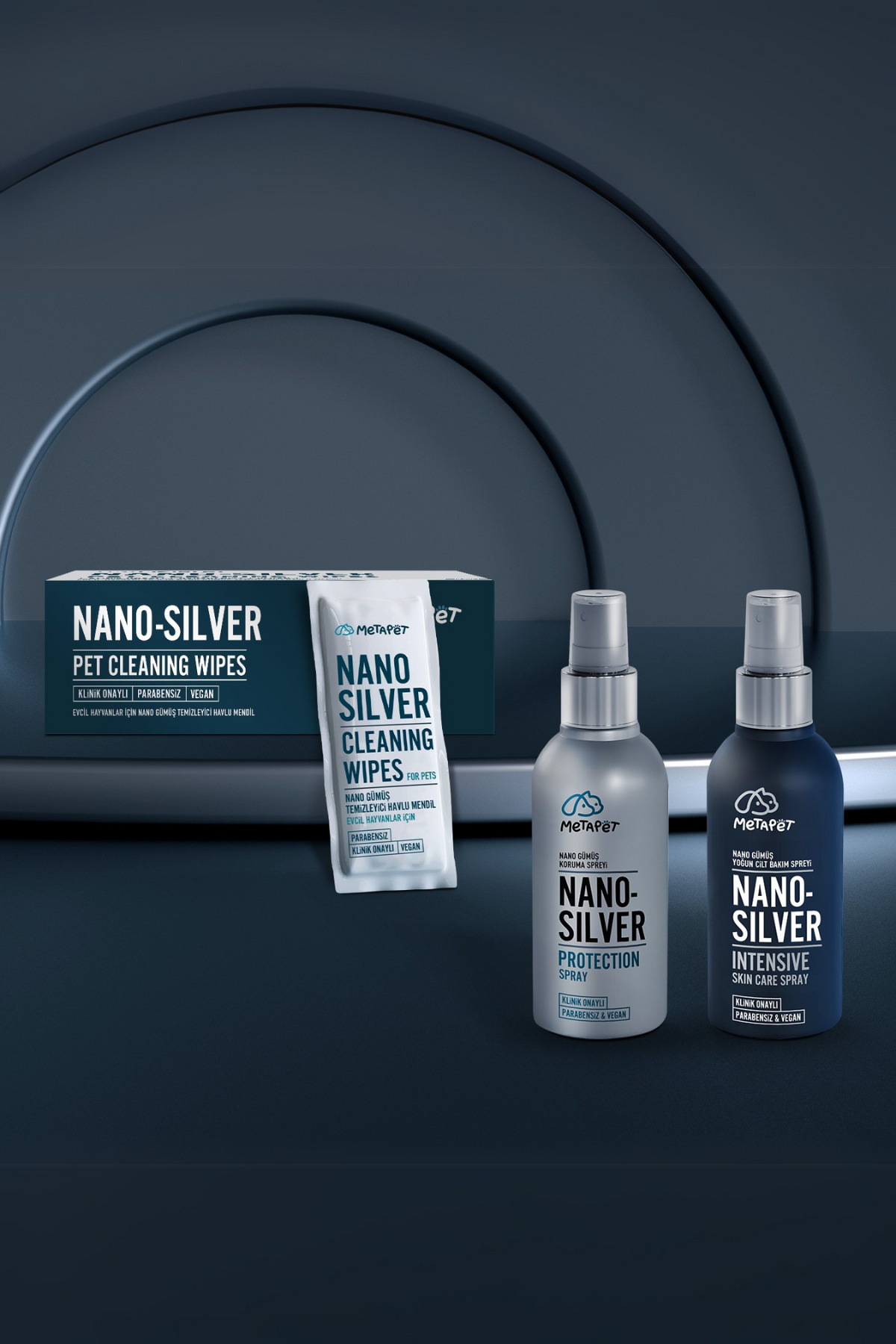 ست مراقبت از سگ متاپت Metapet، سری Nano Series، اسپری بهداشتی مراقبت از پوست و دستمال حوله‌ای