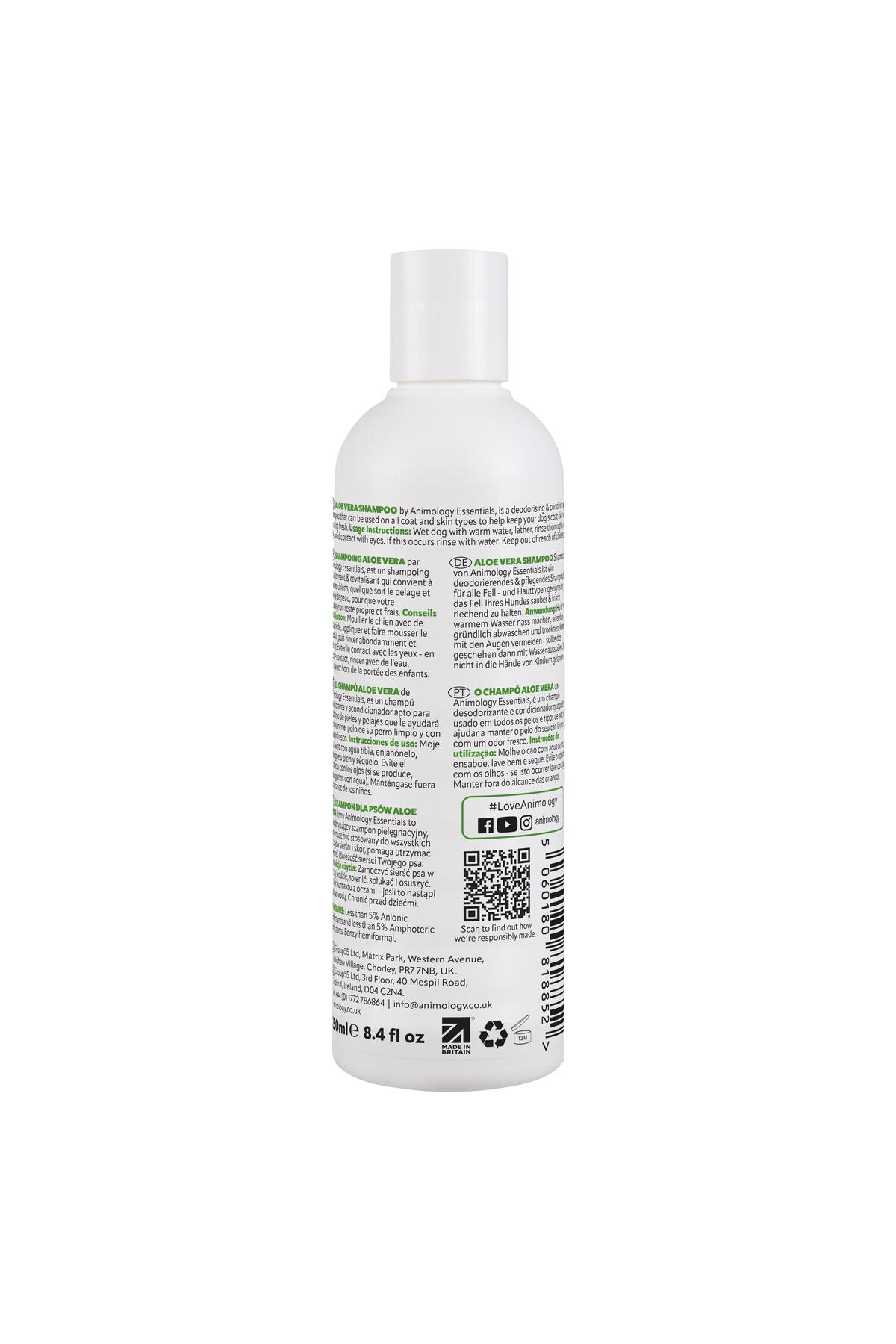 شامپو سگ آلوئه‌ورا انیمولوجی Animology Essentials، ۲۵۰ میلی‌لیتر، کد EAVSH250A