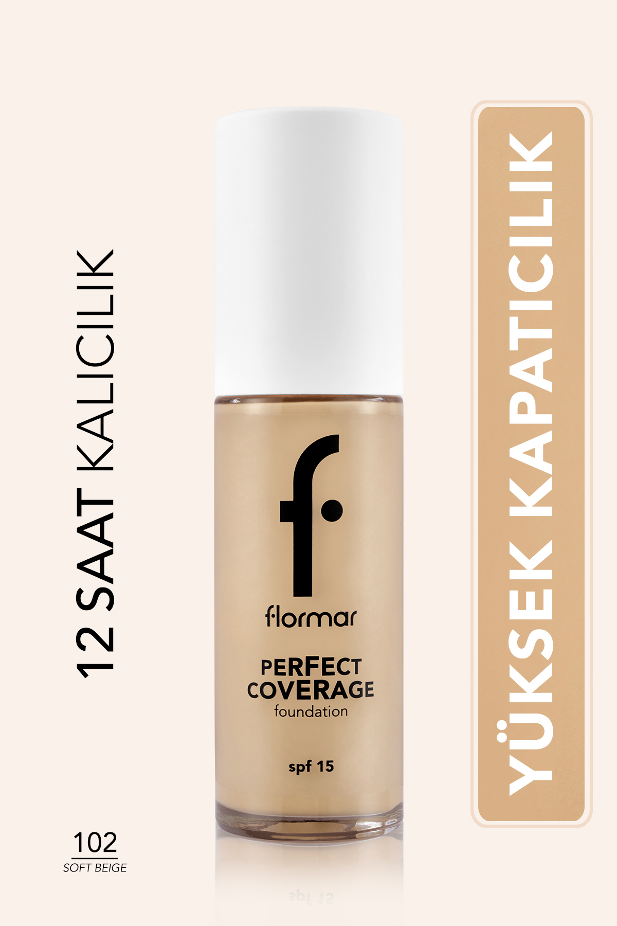 کرم‌پودر پرفکت کاوریج فلورمار Flormar مدل 6809 با پوشش بالا و SPF15 یونیسکس بژ
