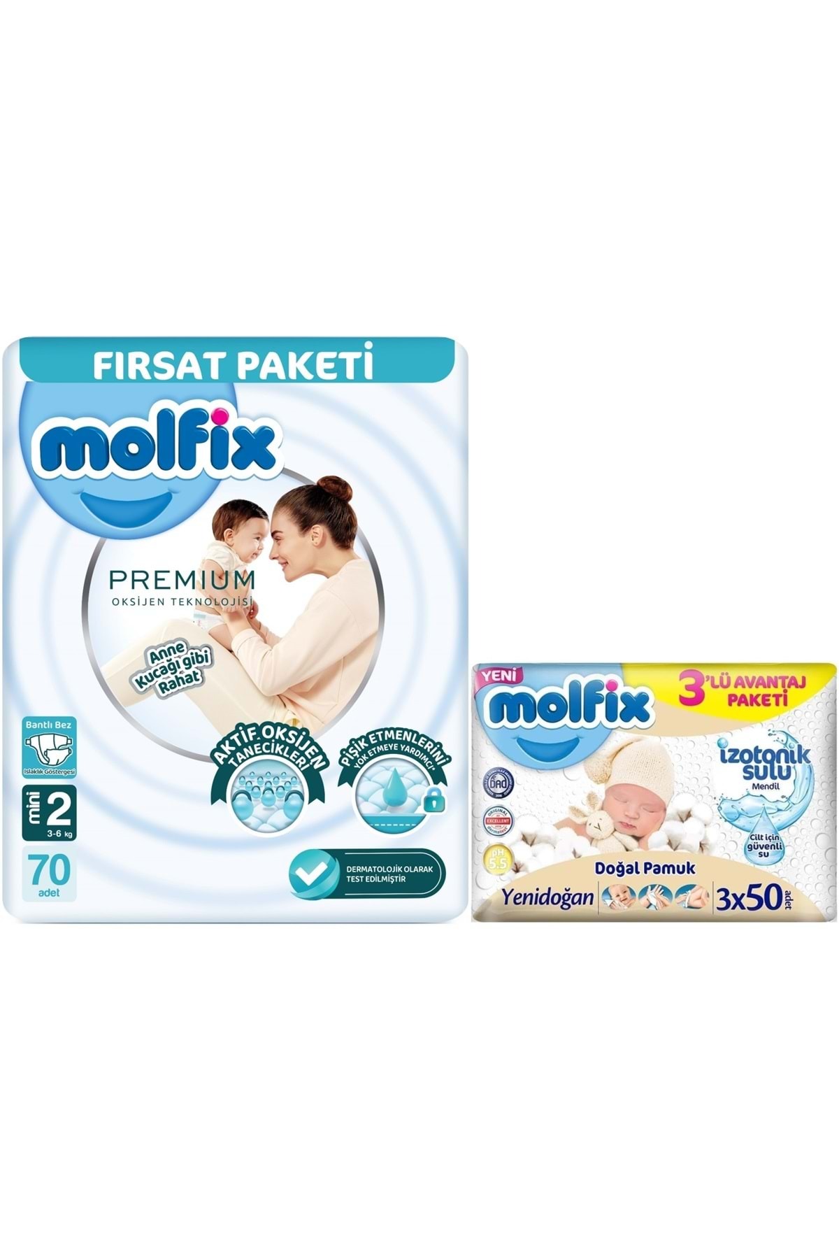 پوشک بچه اندازه ممتاز: 2 3 6 کیلوگرم MINI 70 تکه دستمال مرطوب PK اورجینال Molfix