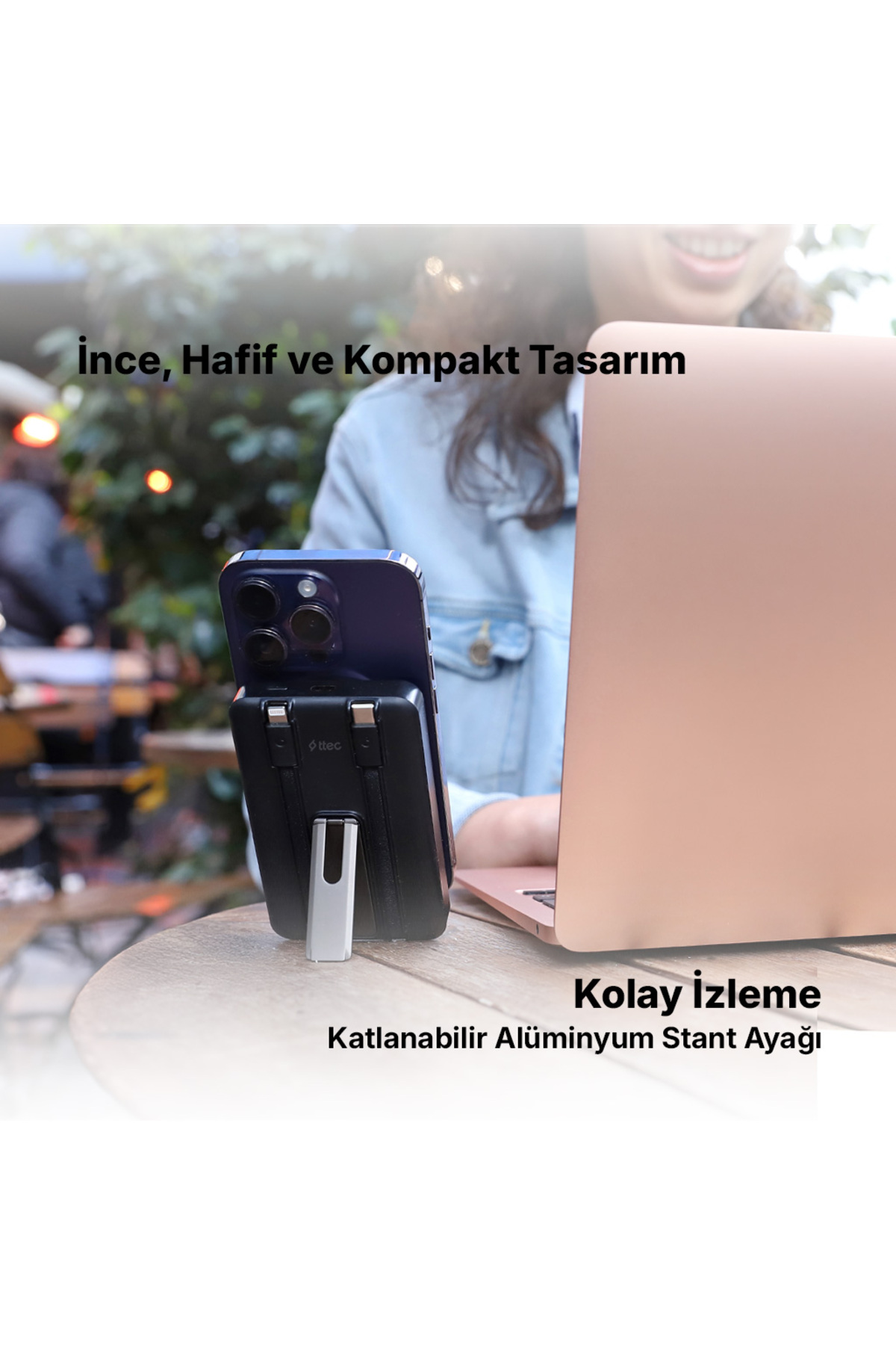 پاوربانک RECHARGER M 10.000MAH MAGSAFE سازگار با PD 20W کابل داخلی لایتنینگ و USB C پایه 2BB237S اورجینال Ttec