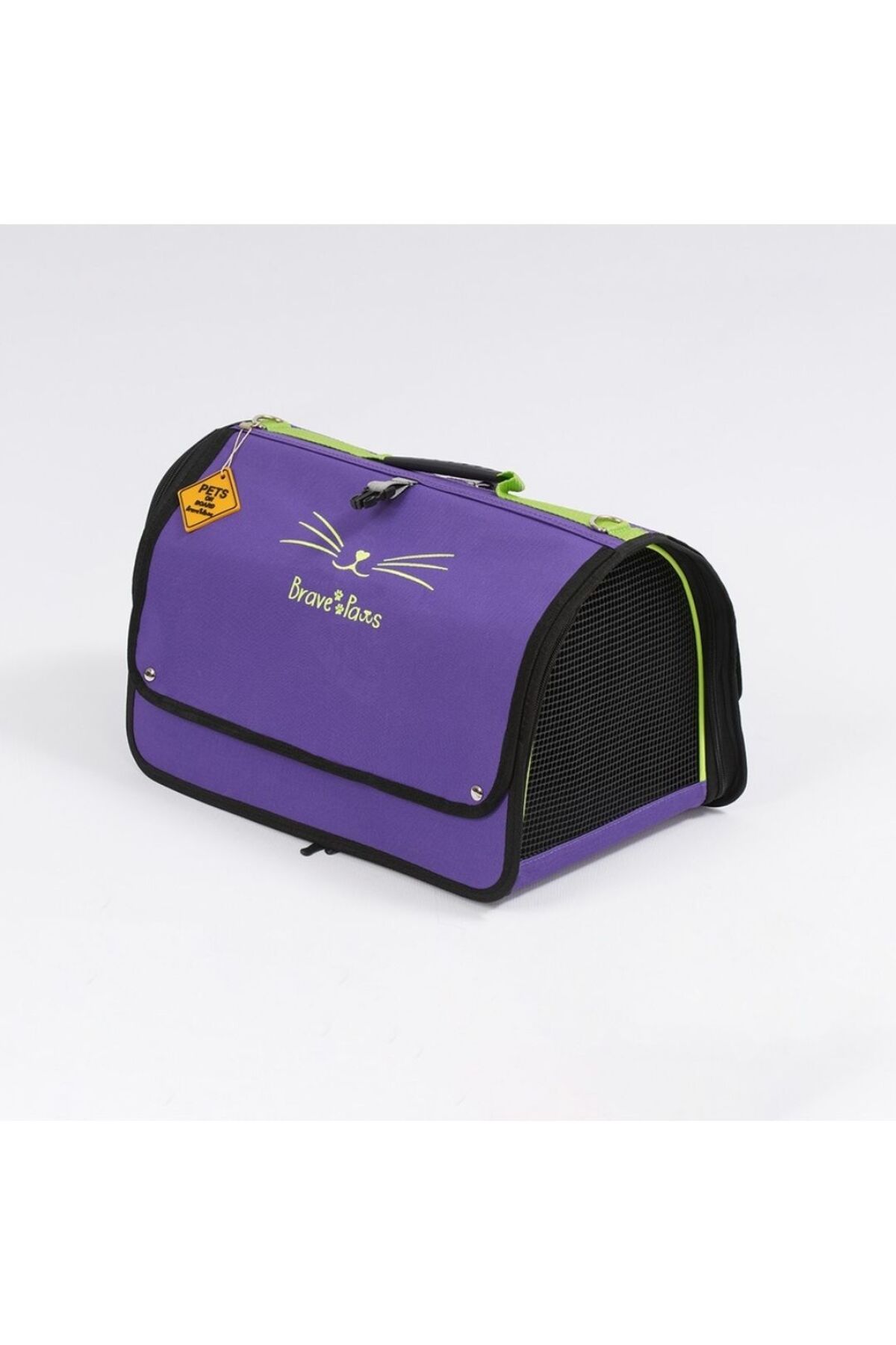 کیف حمل هوایی گربه و سگ بریو پاوز BRAVE PAWS مدل Flybag، توری و پرده‌دار بنفش