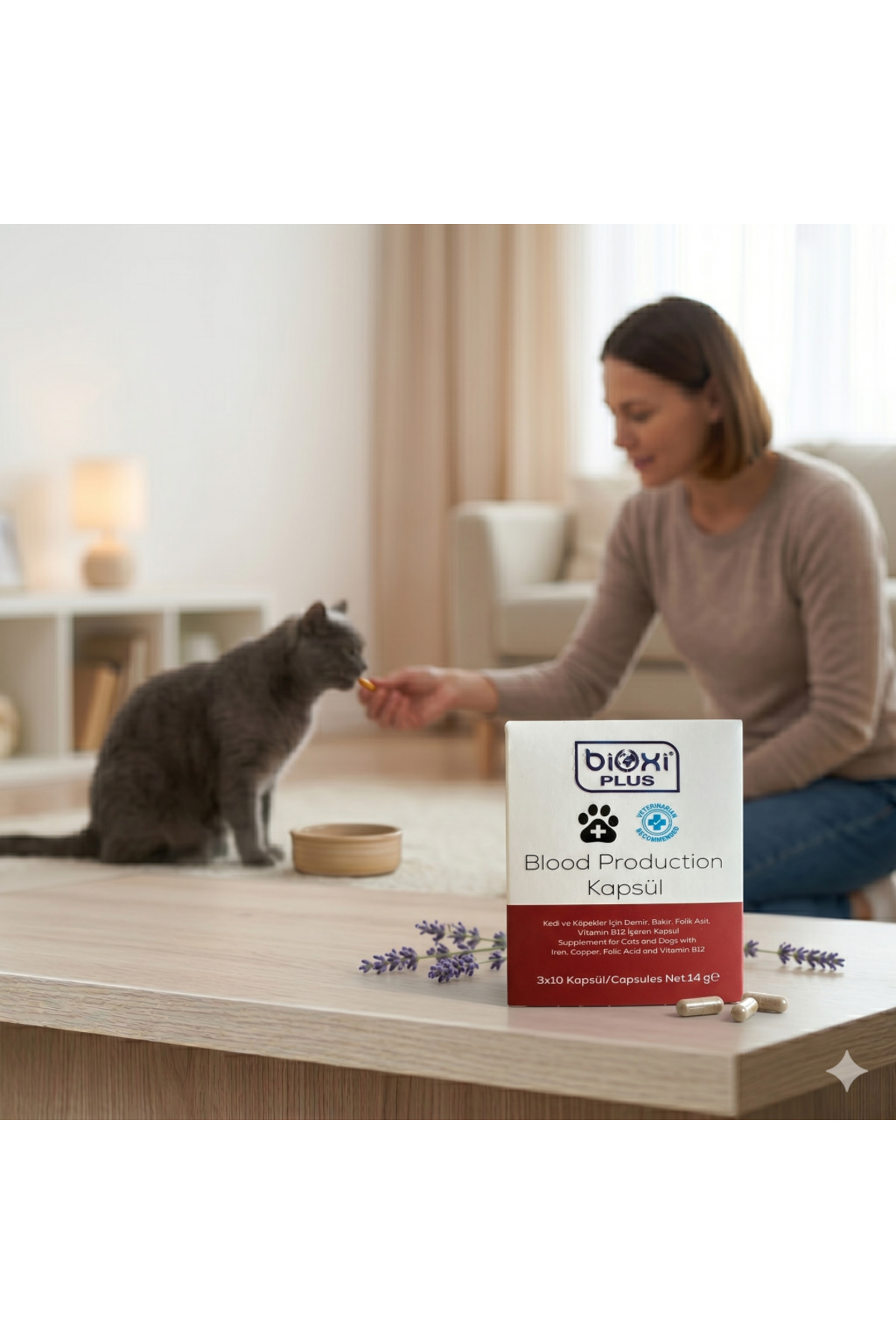 کپسول مکمل گربه و سگ بیوکسی Bioxi حاوی آهن، ویتامین B12 و اسید فولیک
