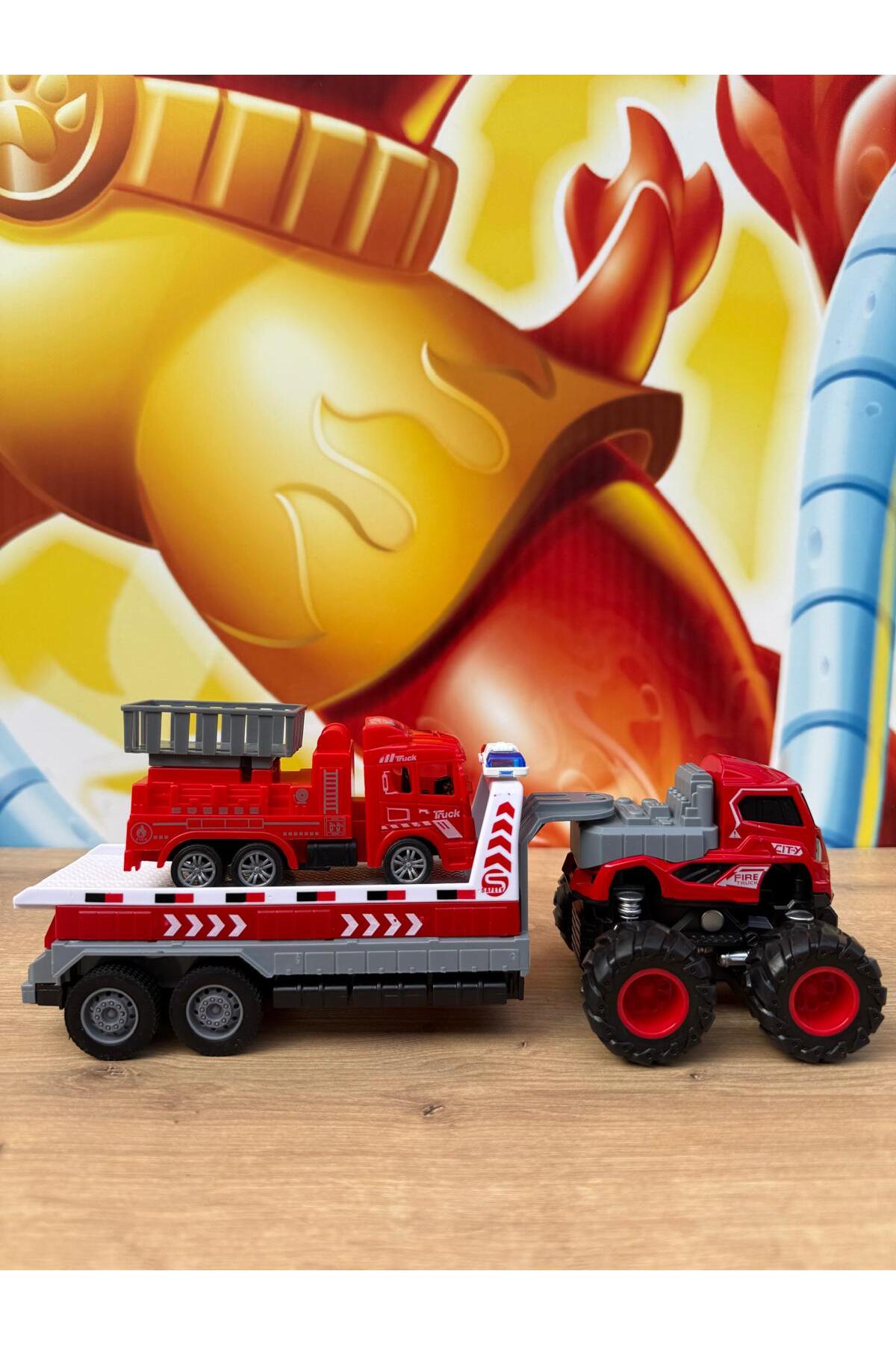 ماشین اسباب بازی مجموعه آتش نشانی 4X4 اصطکاکی دایکاست scntoys