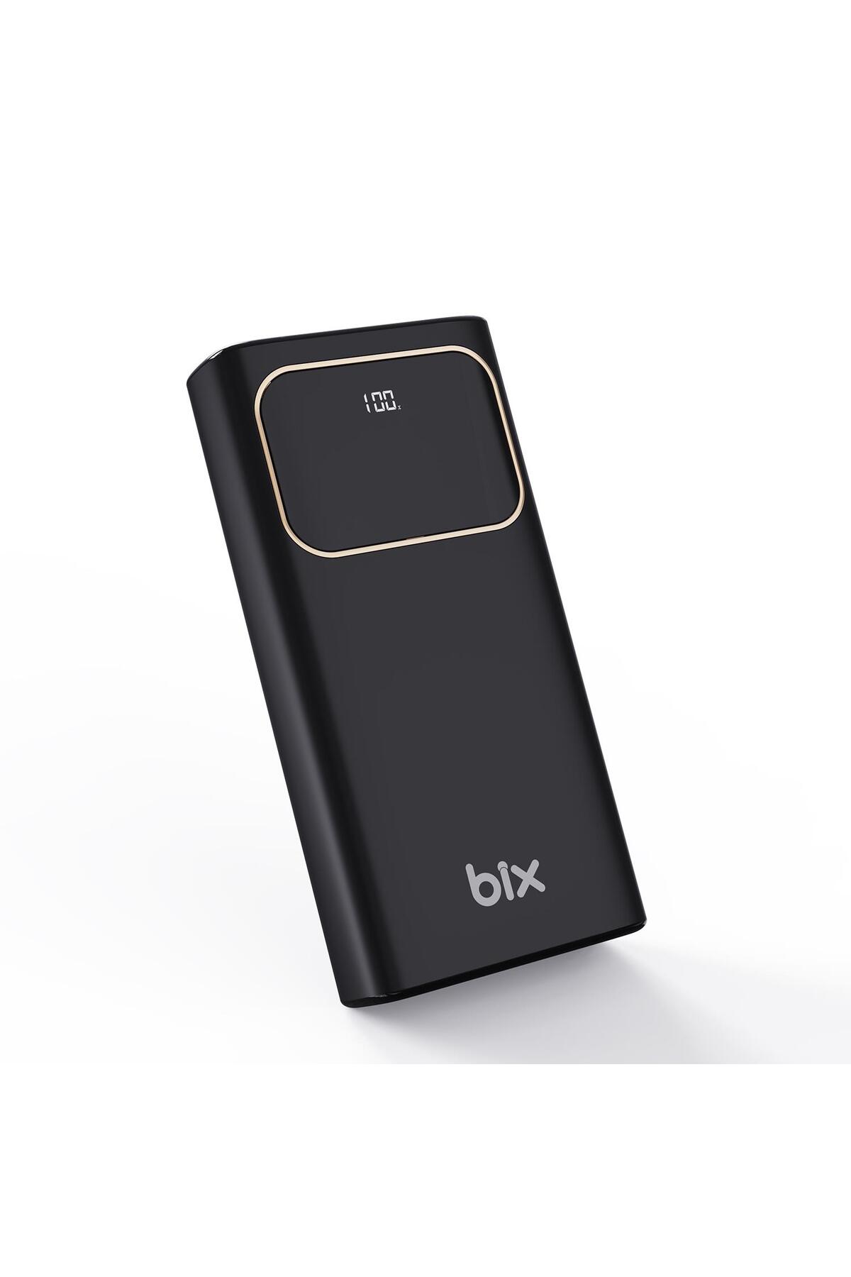 پاوربانک PB303 30000MAH 60W 2 USB و خروجی PD نوع C با پشتیبانی از شارژ سریع نشانگر LED مشکی اورجینال Bix
