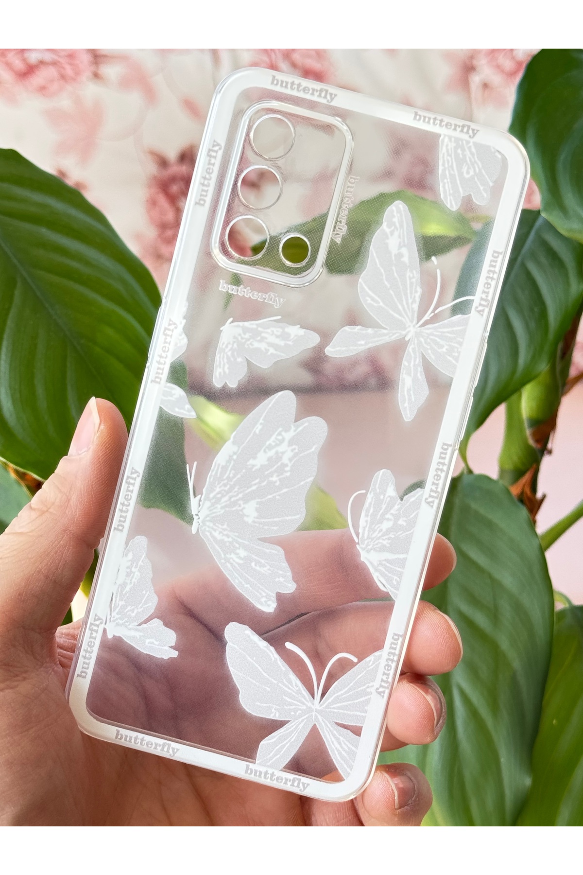 کاور و قاب سیلیکونی نرم با طرح پروانه شفاف OPPO A74 محافظ دوربین فیبکس Fibaks