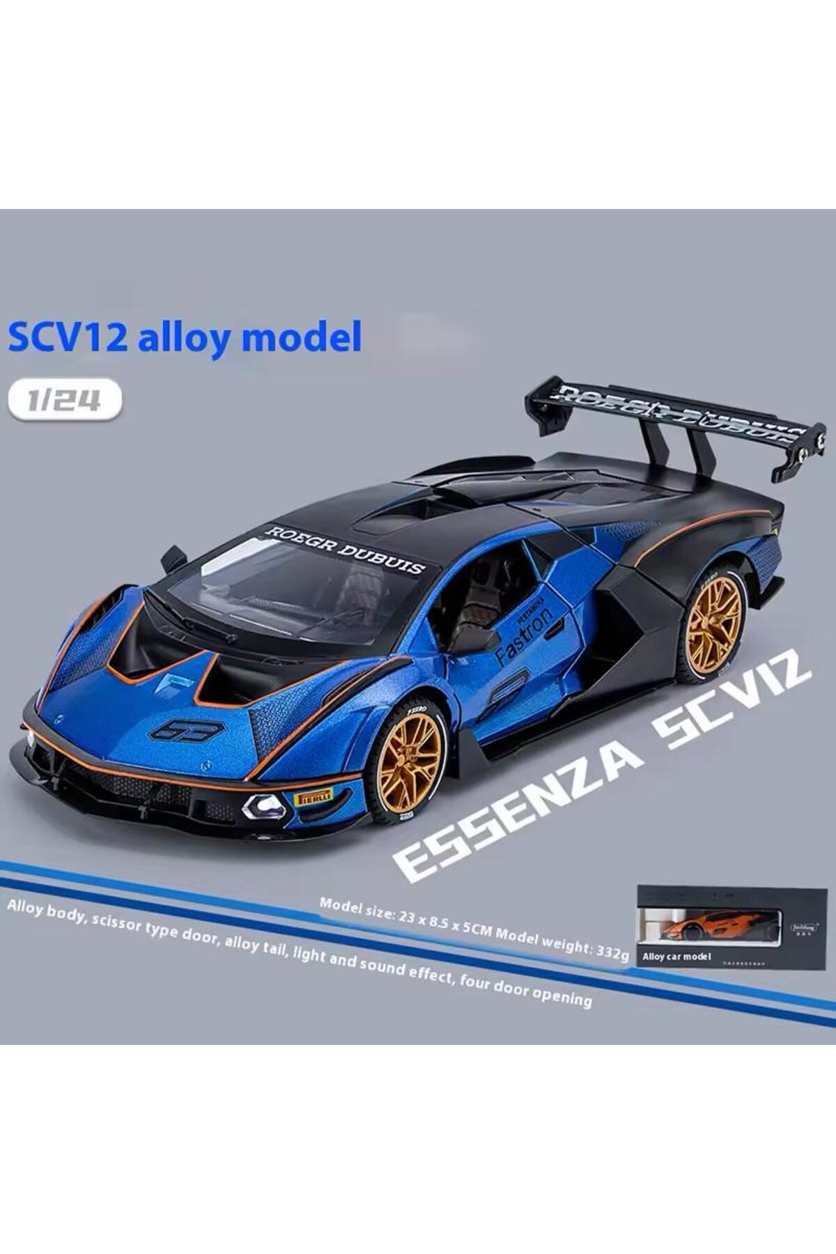 مدل خودرو 1:24 SCALE LAMBORGHINI ESSENZA SCV12 DIECAST MODEL CAR BLUE اورجینال scntoys