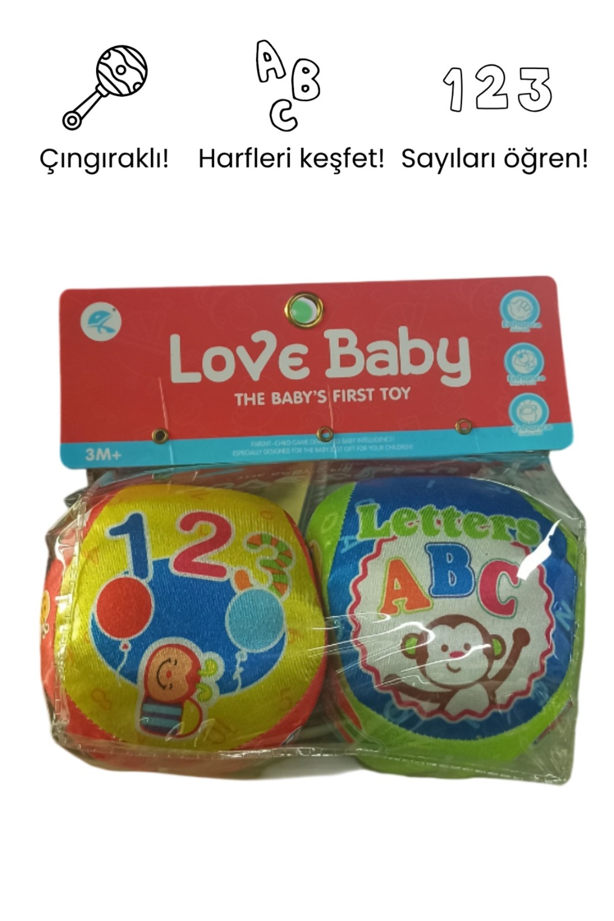 اسباب بازی های پشمی مجموعه توپ آموزشی LOVE BABY RATTLE تکه از 2 – برای نوزادان 3 ماهه به بالا Kızılkaya Oyuncak