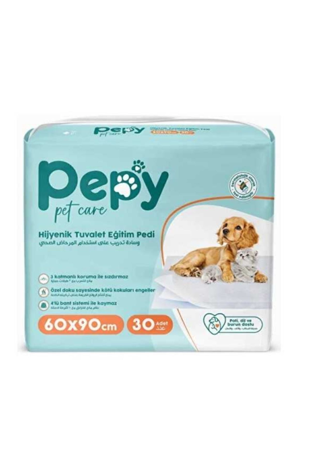 پد آموزش دستشویی گربه پپی PEPY، ۶۰×۹۰ سانتی‌متر، بسته ۳۰ عددی