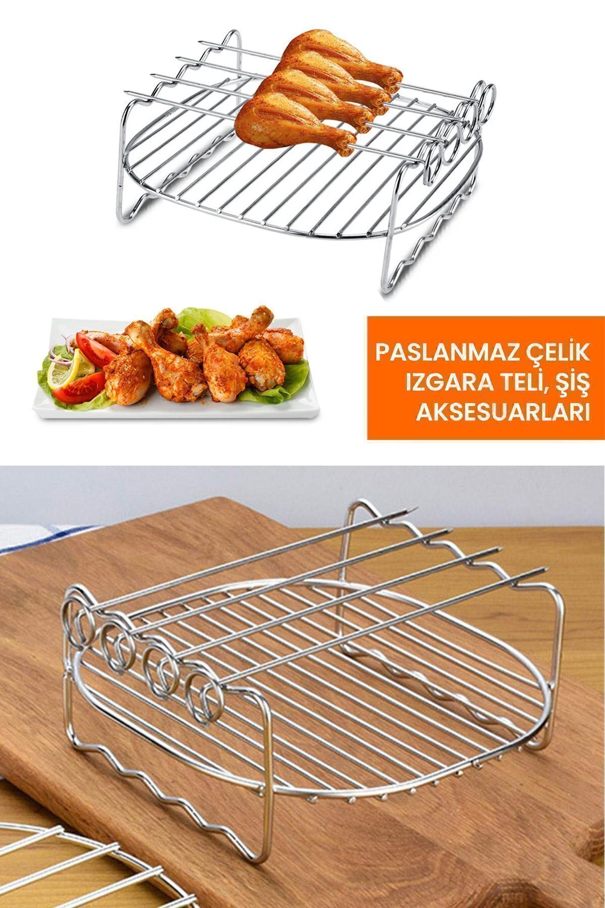 سرخ کن ست لوازم جانبی دستگاه آشپزی با هوای گرم AIRFRYER DISH COOKING GRILL WIRE SKEWERS اورجینال GoldMaster