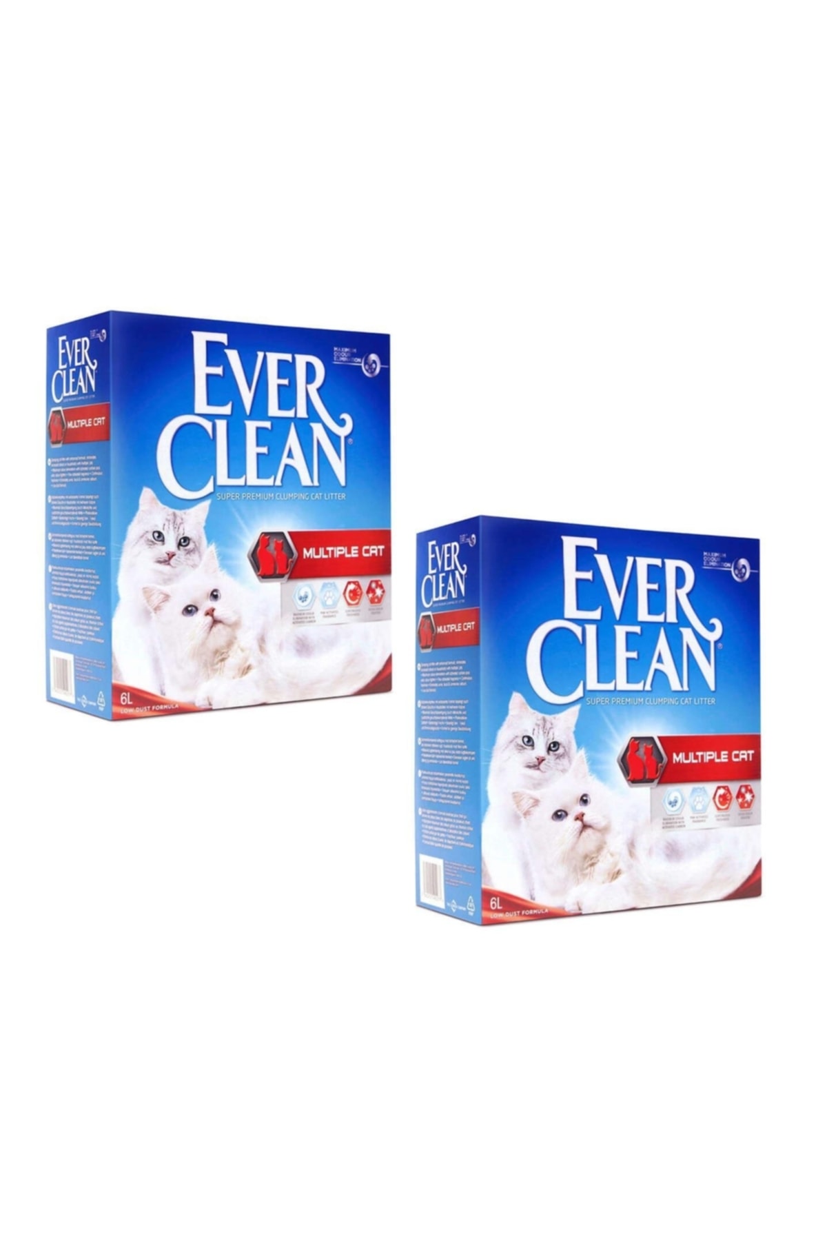 خاک گربه بنتونیتی کلامپ‌شونده اورکلین Ever Clean Multi Cat، ۶ لیتر × ۲ بسته