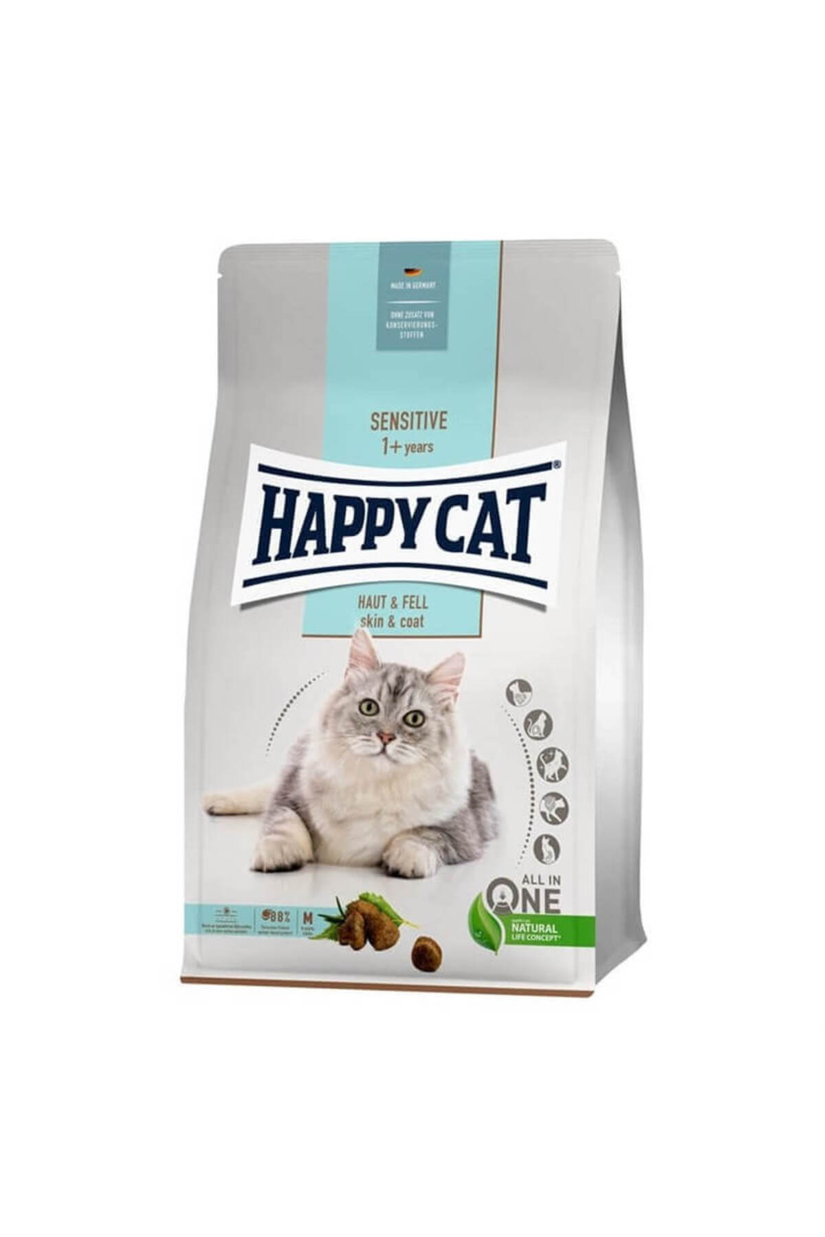 غذای خشک گربه هپی کت Happy Cat Sensitive مراقبت از پوست و مو، ۴ کیلوگرم